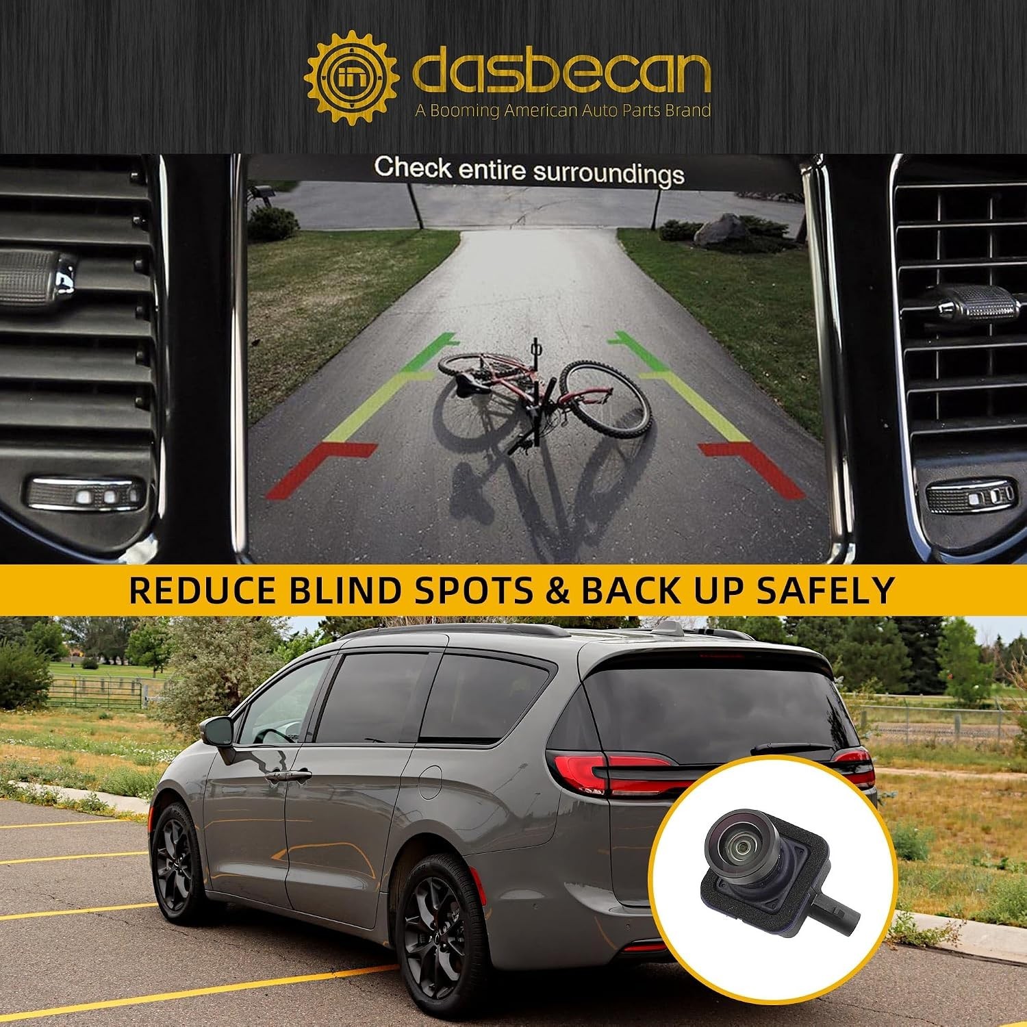 68144068AC Upgraded Front & Rear Backup Camerar Pacifica Voyager Ram 1500 Masera