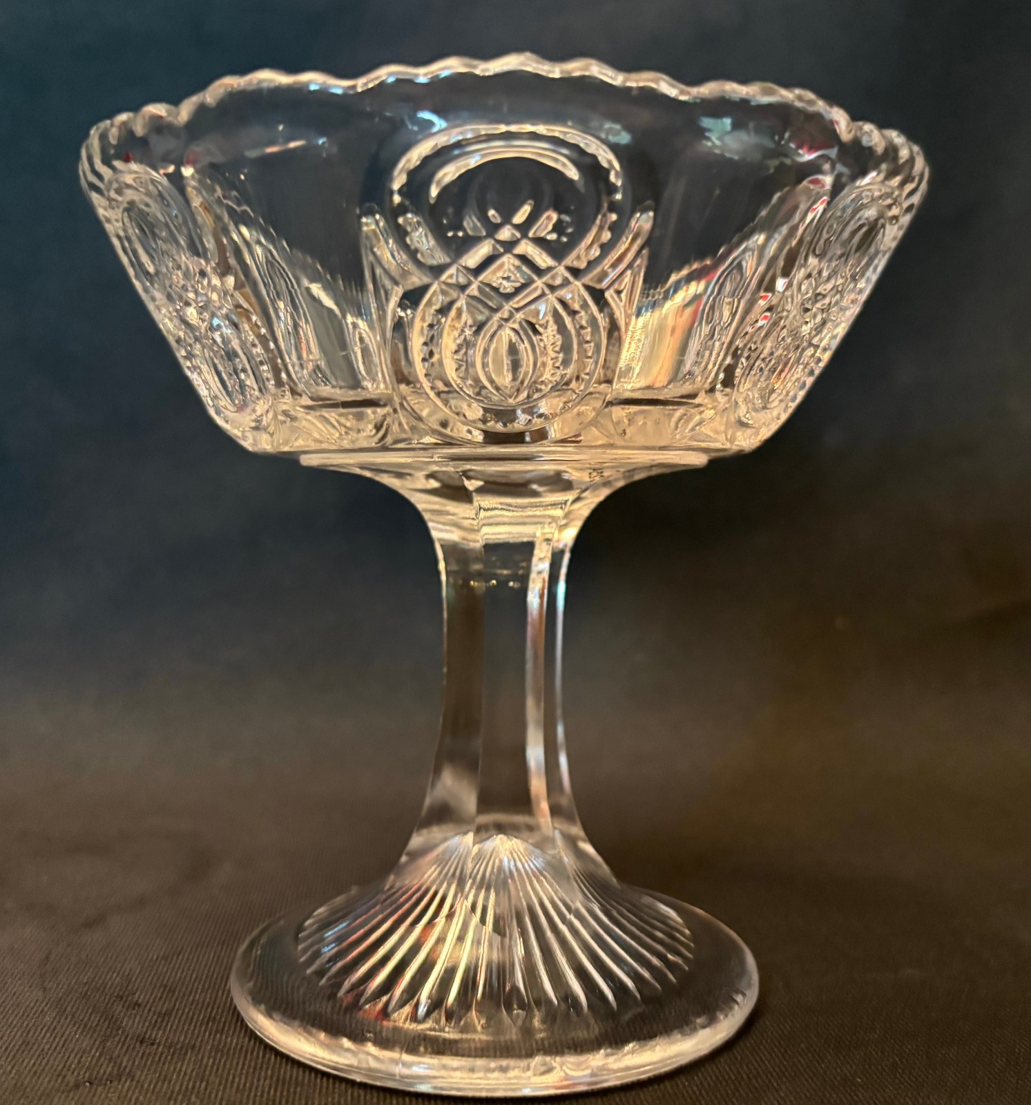 EAPG Antique Pattern FIGURE 8 JELLY COMPOTE Jefferson Glass #254 Eight 1907