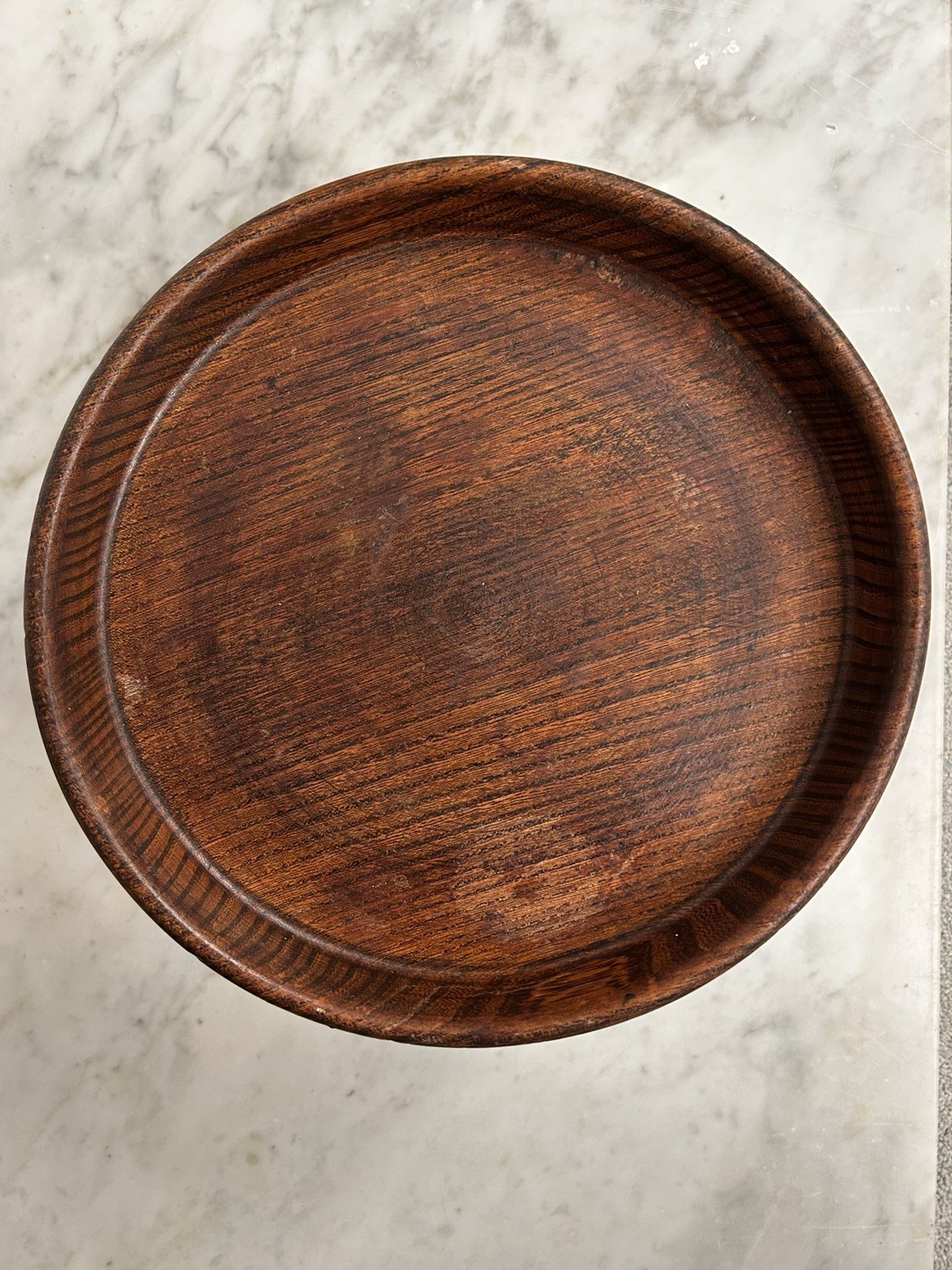 Antique Solid Oak Compote Tazza Pedestal Fruit Bowl Stand Farmhouse