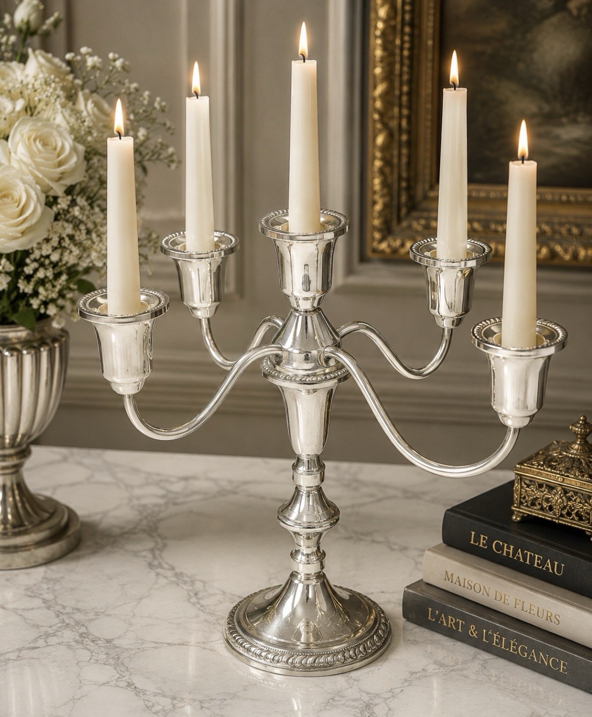 Duchin Creations Sterling Silver Candelabra Five Arm Convertible Weighted, 24 oz