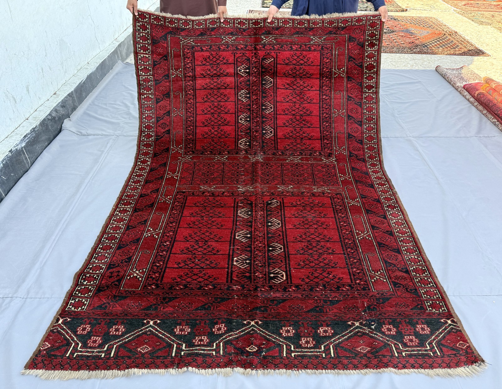 1920s Antique Turkmen Parda Rug 5×8 Hand Knotted Persian Style Oriental Carpet