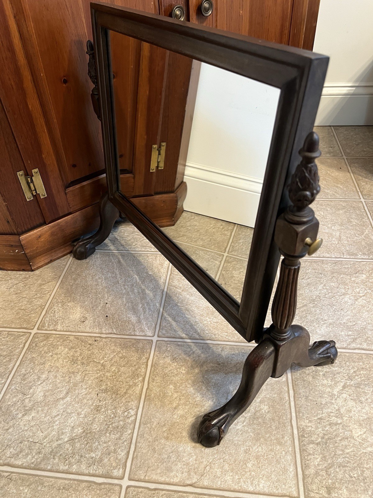 19th Century Chippendale Style Carved Mahogany Footed Dresser Mirror