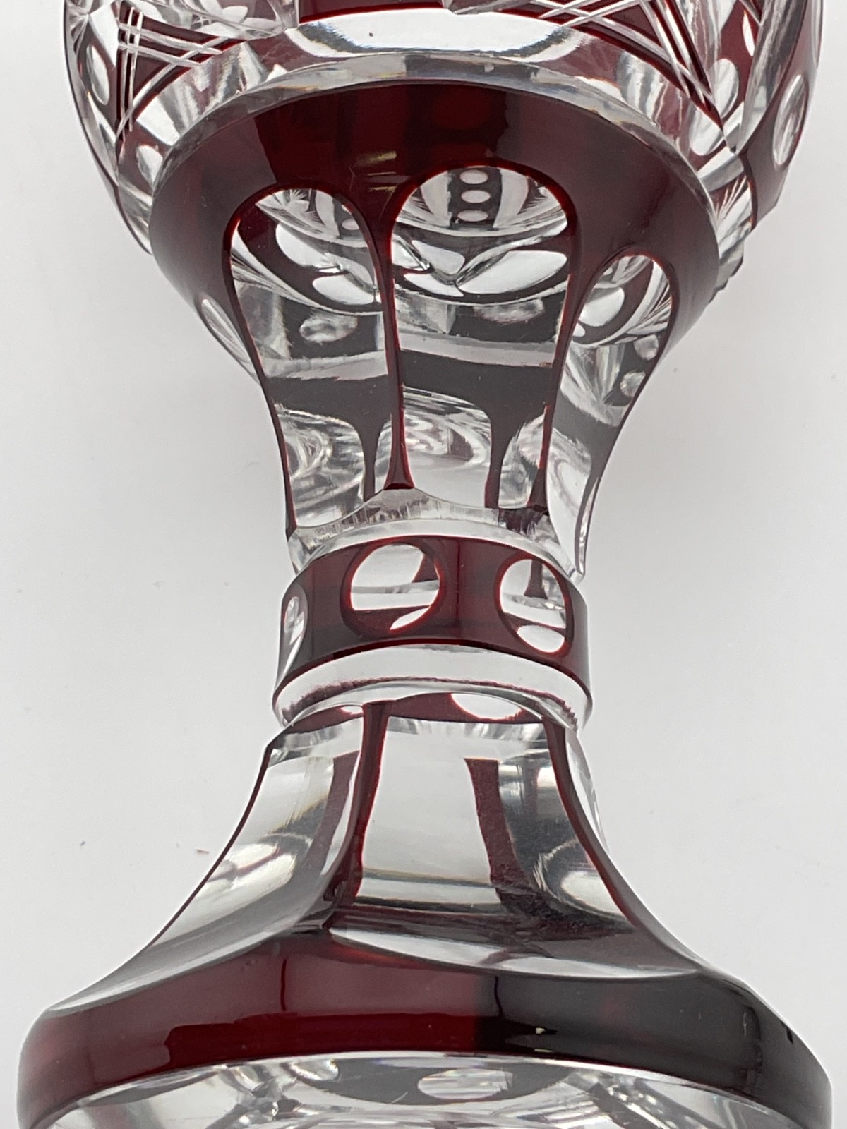 antique 1920’s ? czech bohemian ruby cut to clear goblet