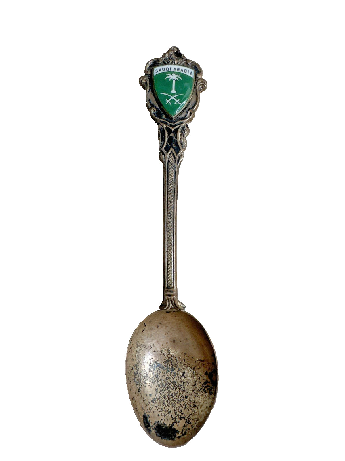 Vintage Sterling Silver & Enamel Saudi Arabia Small Souvenir Spoon