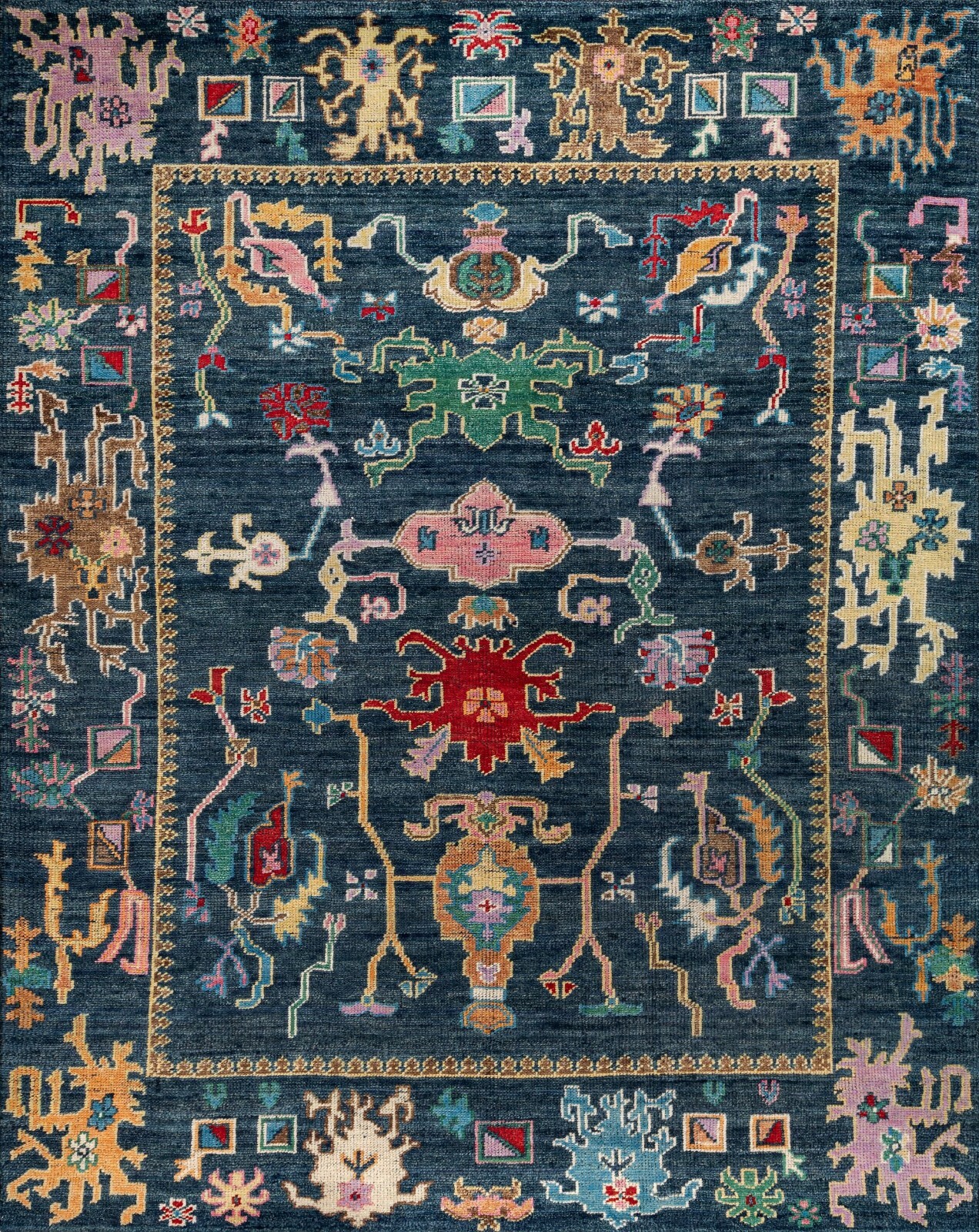 SALE 8×10 Beatrix Hand Knotted Oushak Wool Area Rug | Designer Rug | Bedroom Rug
