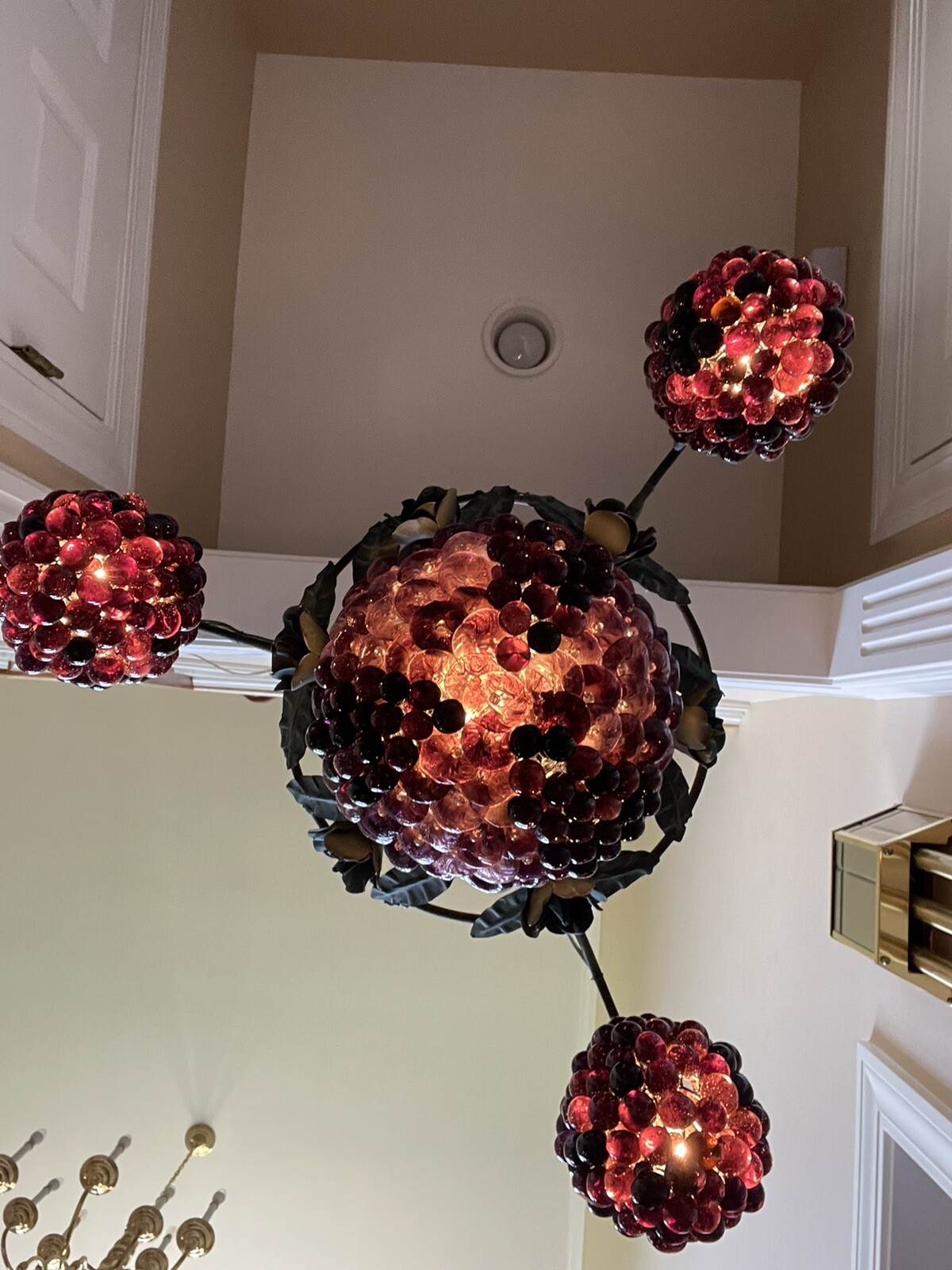 MURANO Amethyst Fruit Grape Cluster Chandelier Wrought Iron Venetian Art Nouveau