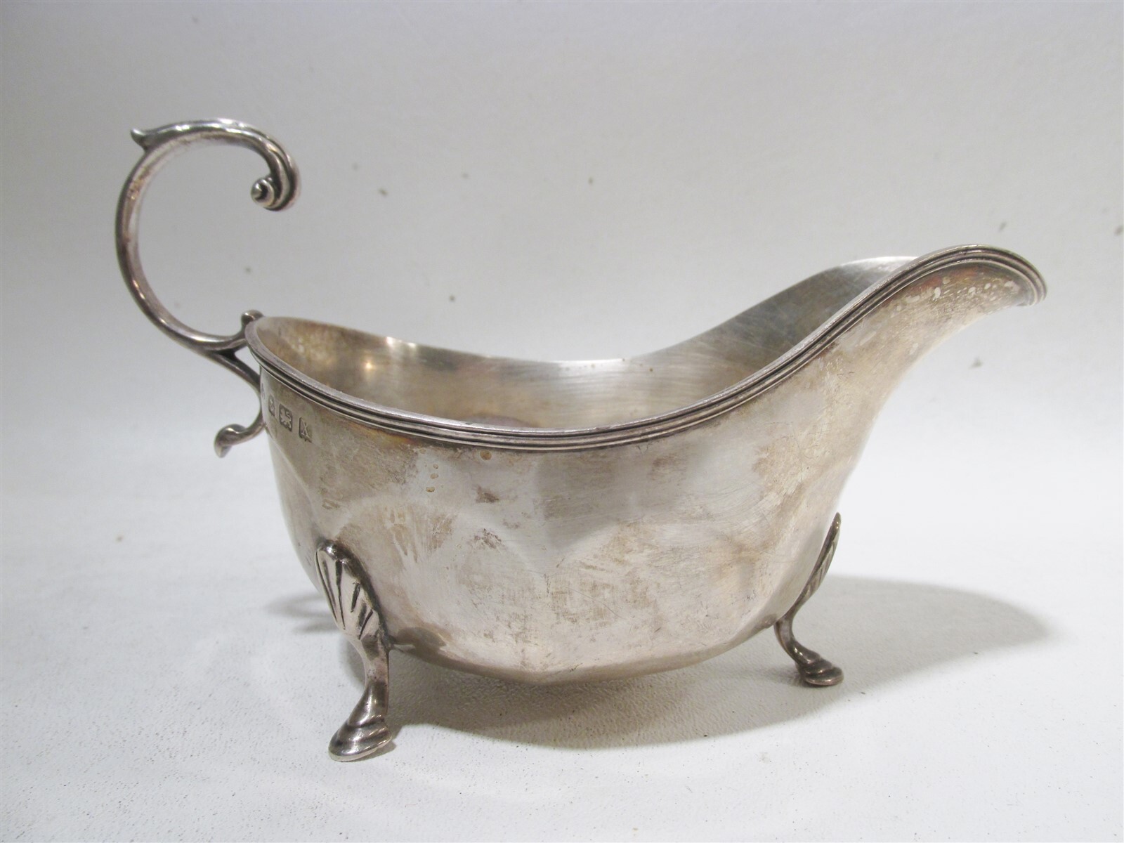 1922 Birmingham Edwardian English Sterling Silver Adie Bros. Sauce Boat