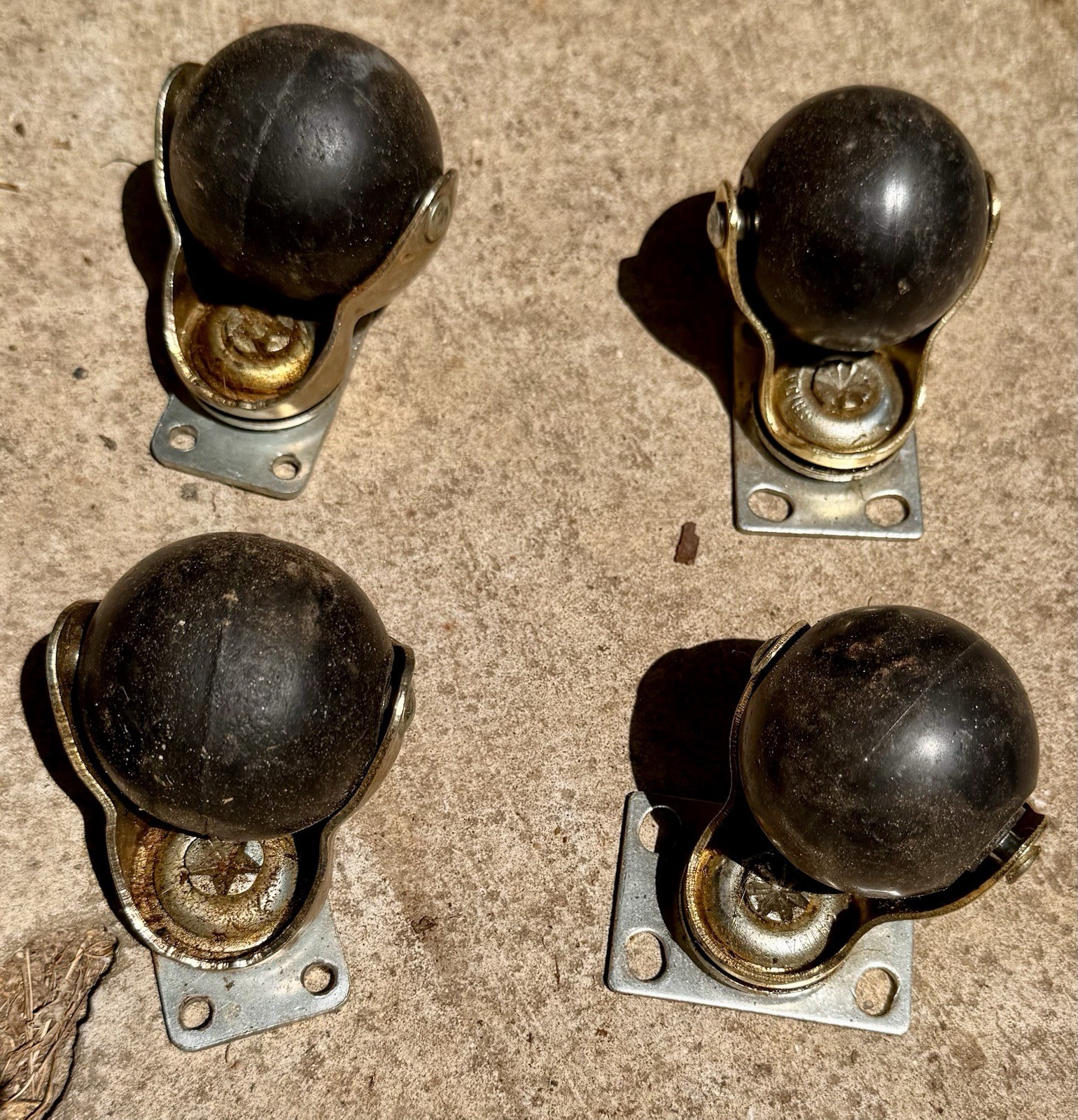 Vintage Black Round Ball Casters Set of 4