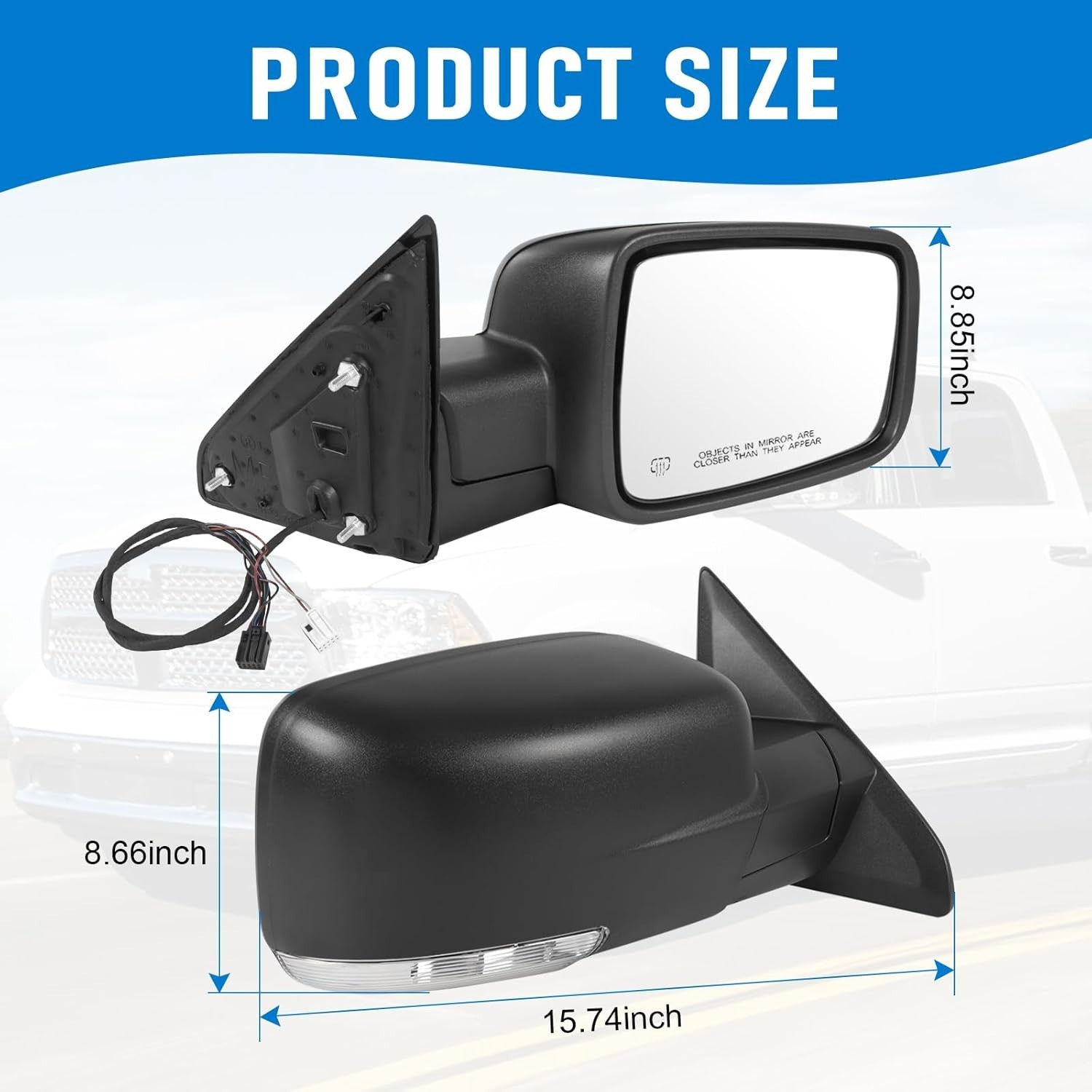 Right Passenger Side Door Mirror Compatible with 2009-2018 Ram 1500 2010-2018 Ra