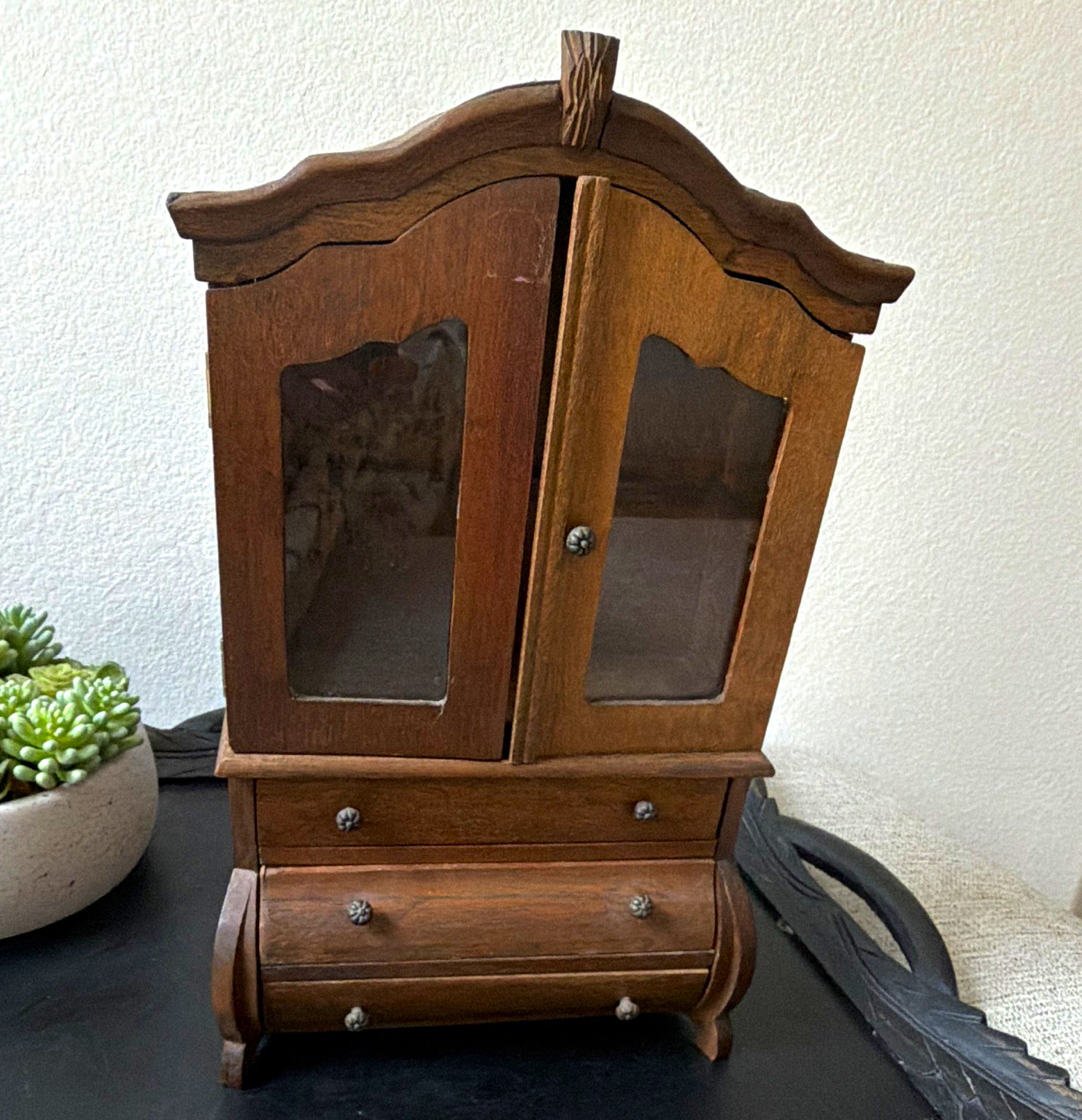 Antique Salesman Sample, 19th Century, Walnut, 2pc Hutch, Glass, Riveted Hinges