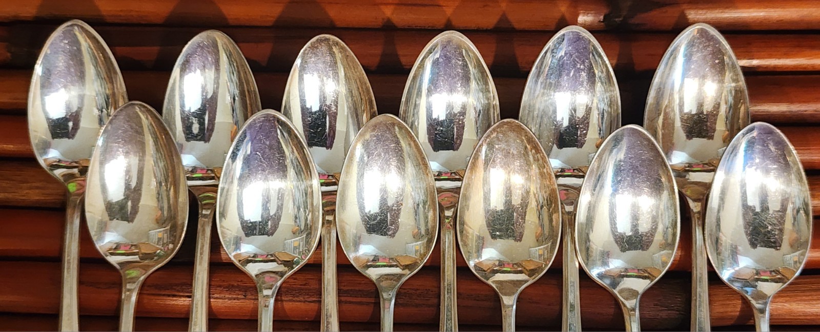 12 Heirloom Plate Cardinal Pattern Silverplate Demitasse Spoons Oneida MONOGRAM