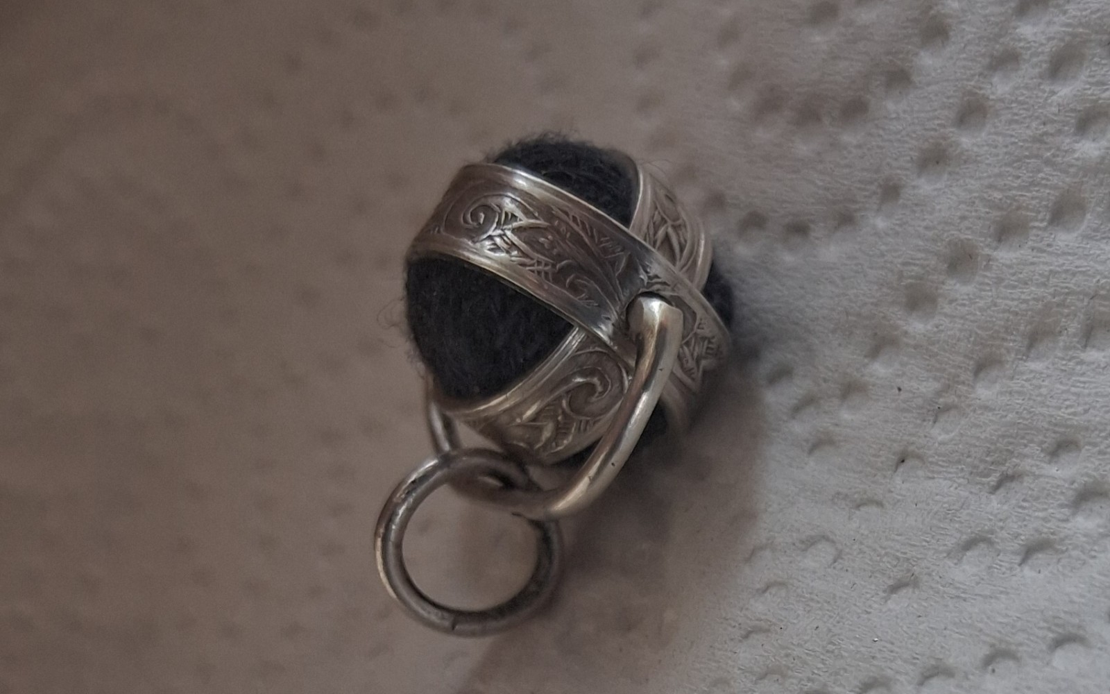 Solid Silver Chatelaine Sphere Pincushion Birmingham 1901.