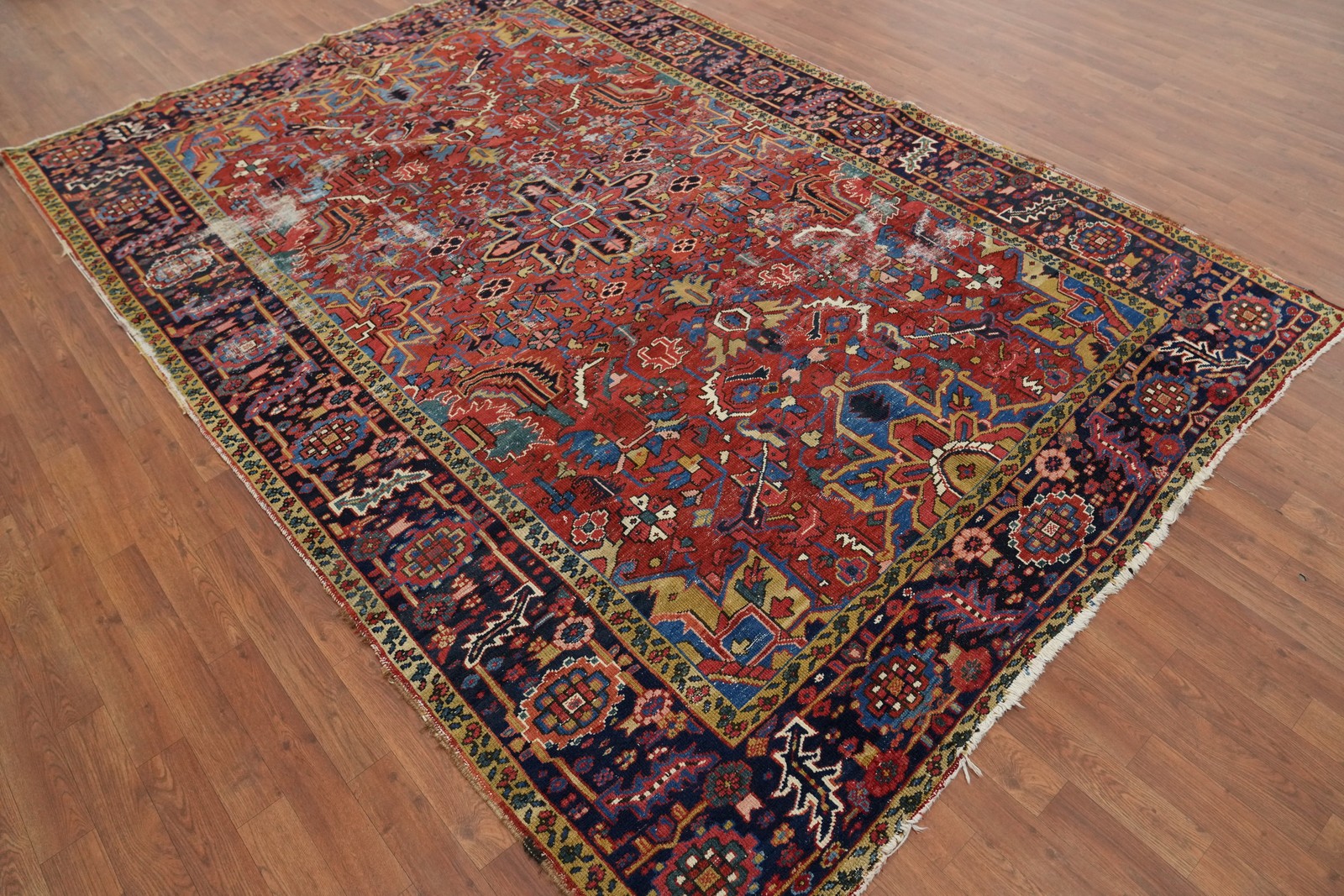 Handmade Pre-1900 Antique Wool Carpet Traditional Vegetable Dye Area Rug 7×10