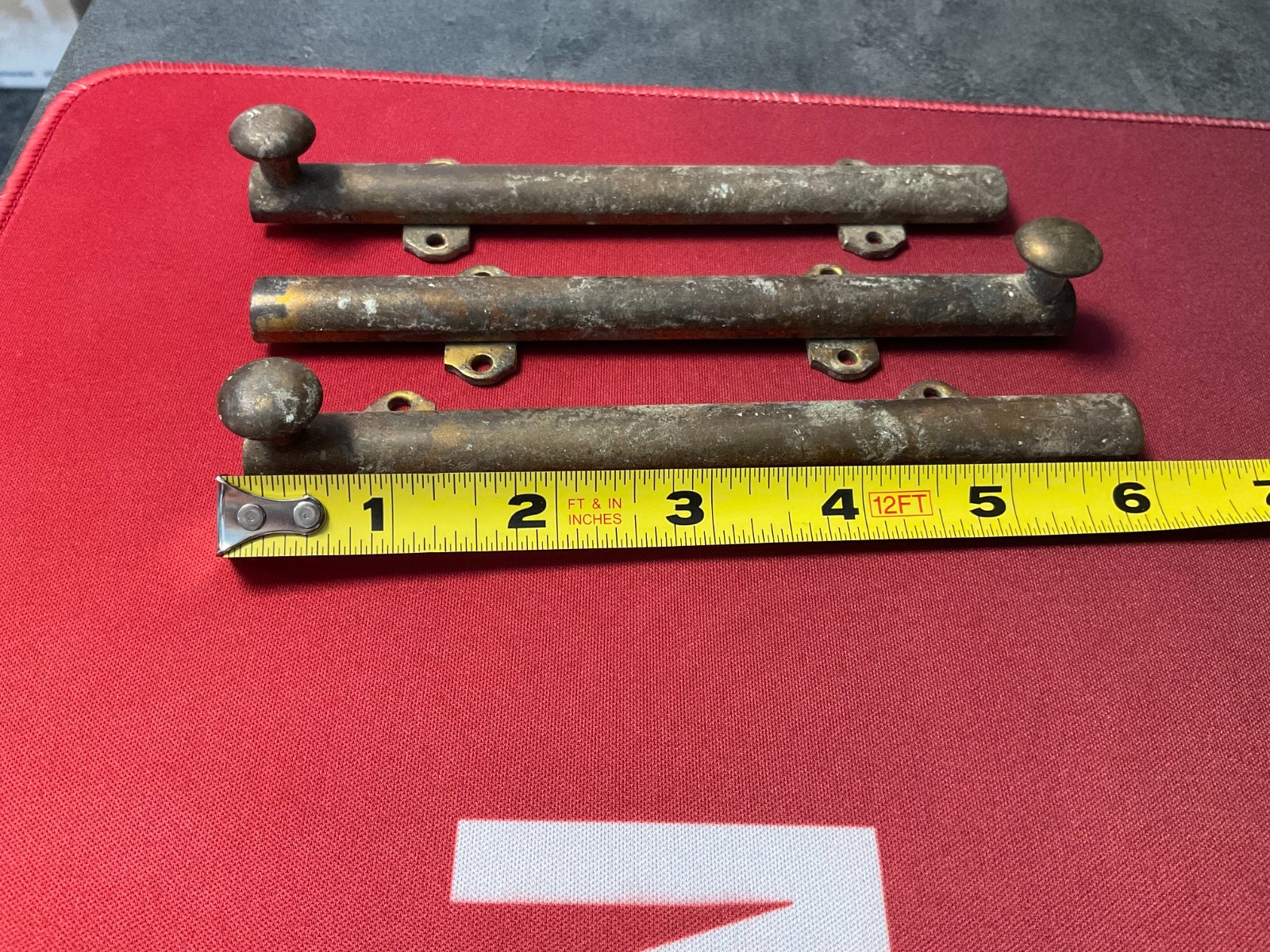 3 Antique Sliding Surface Bolts Door Lock Vintage Brass Door Hardware Fantastic!