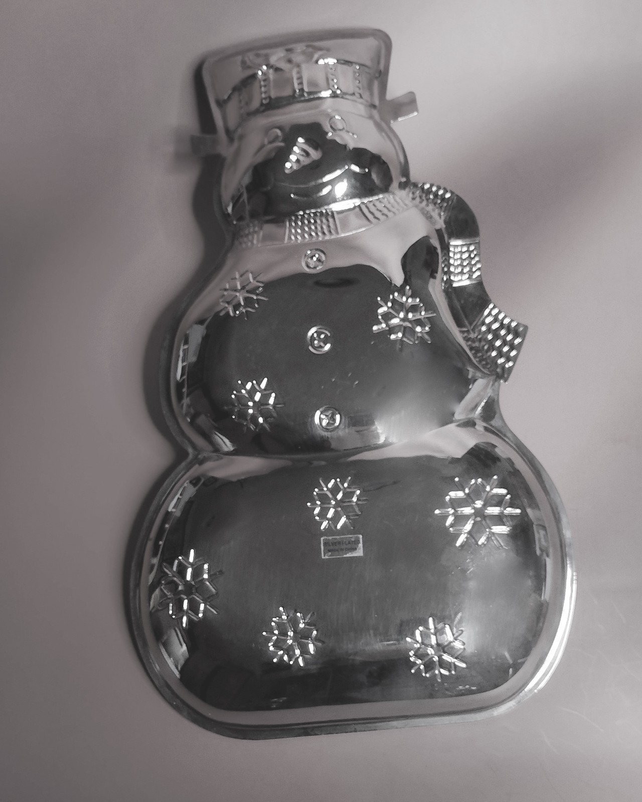 Towle 15″ silverplate Christmas snowman serving tray candy dish vintage ’80s