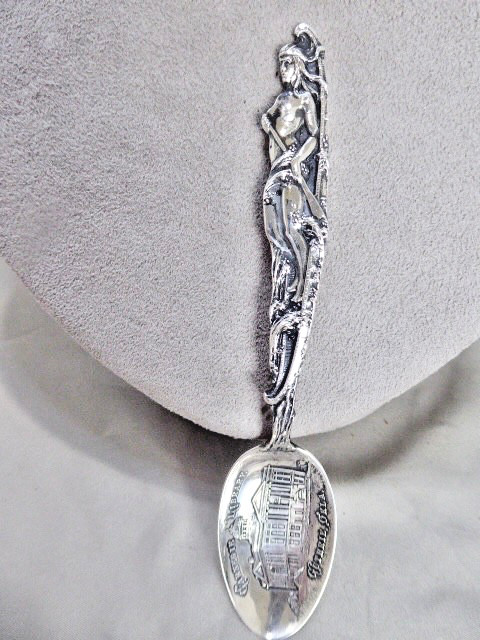 NUDE Indian Maiden Sterling Silver Spoon 1911 CARNEGIE HALL CAMBRIDGE CLUB