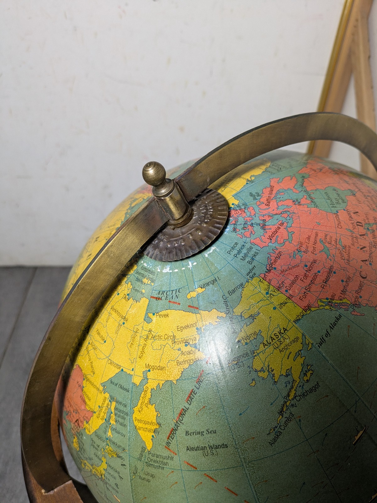 Mid Century Modern Style 12″ Desktop Globe with Wood Stand G77
