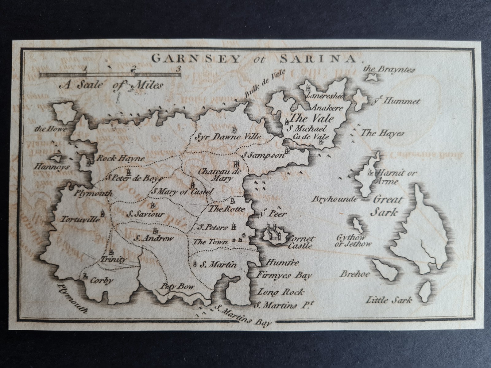 Antique 1789 map – Guernsey – Garnsey or Sarina – Channel Islands – John Cary