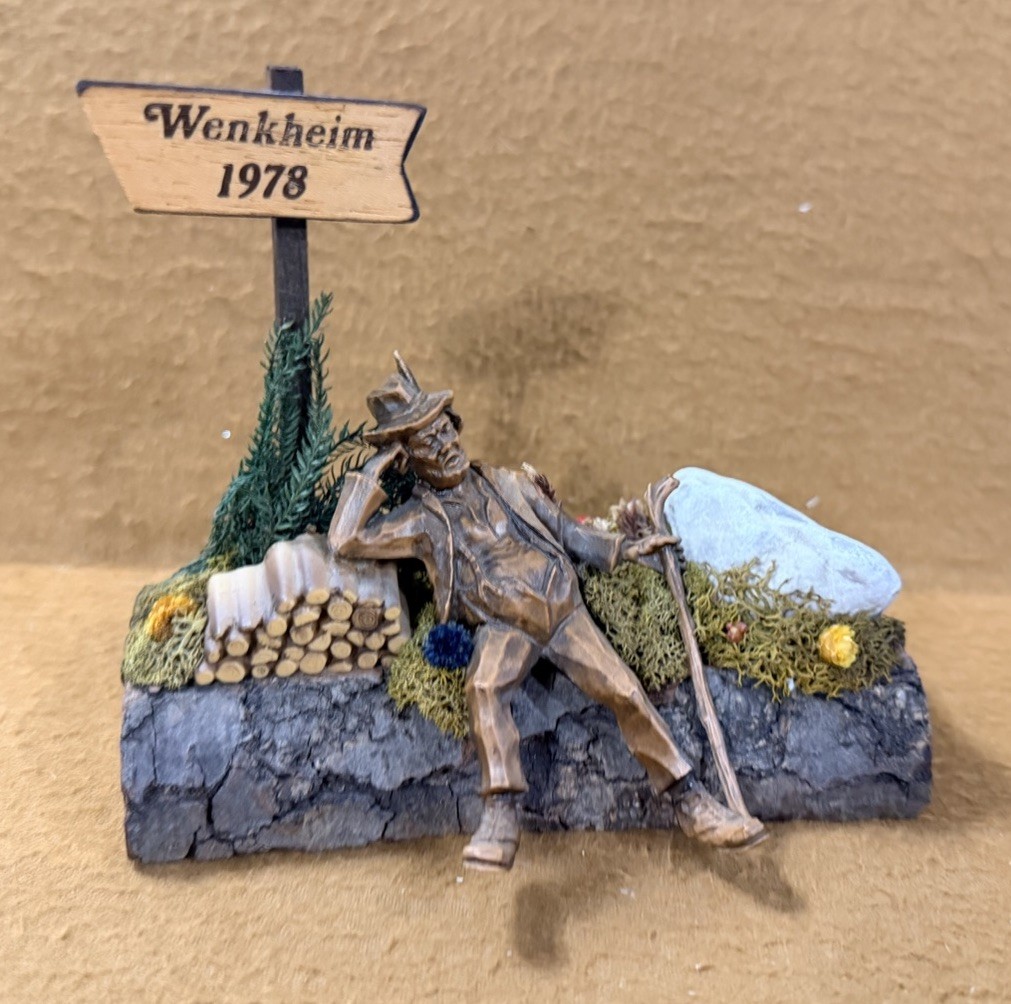 VTG 1978 Hand Carved Solid Wood Folk Art Sculpture – Man Resting By The Roadside