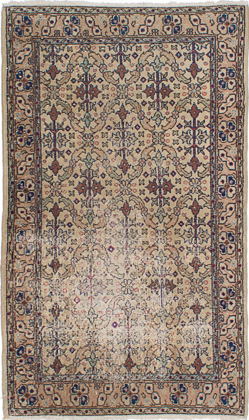 Vintage Hand-Knotted Area Rug 3’10” x 6’6″ Traditional Wool Carpet