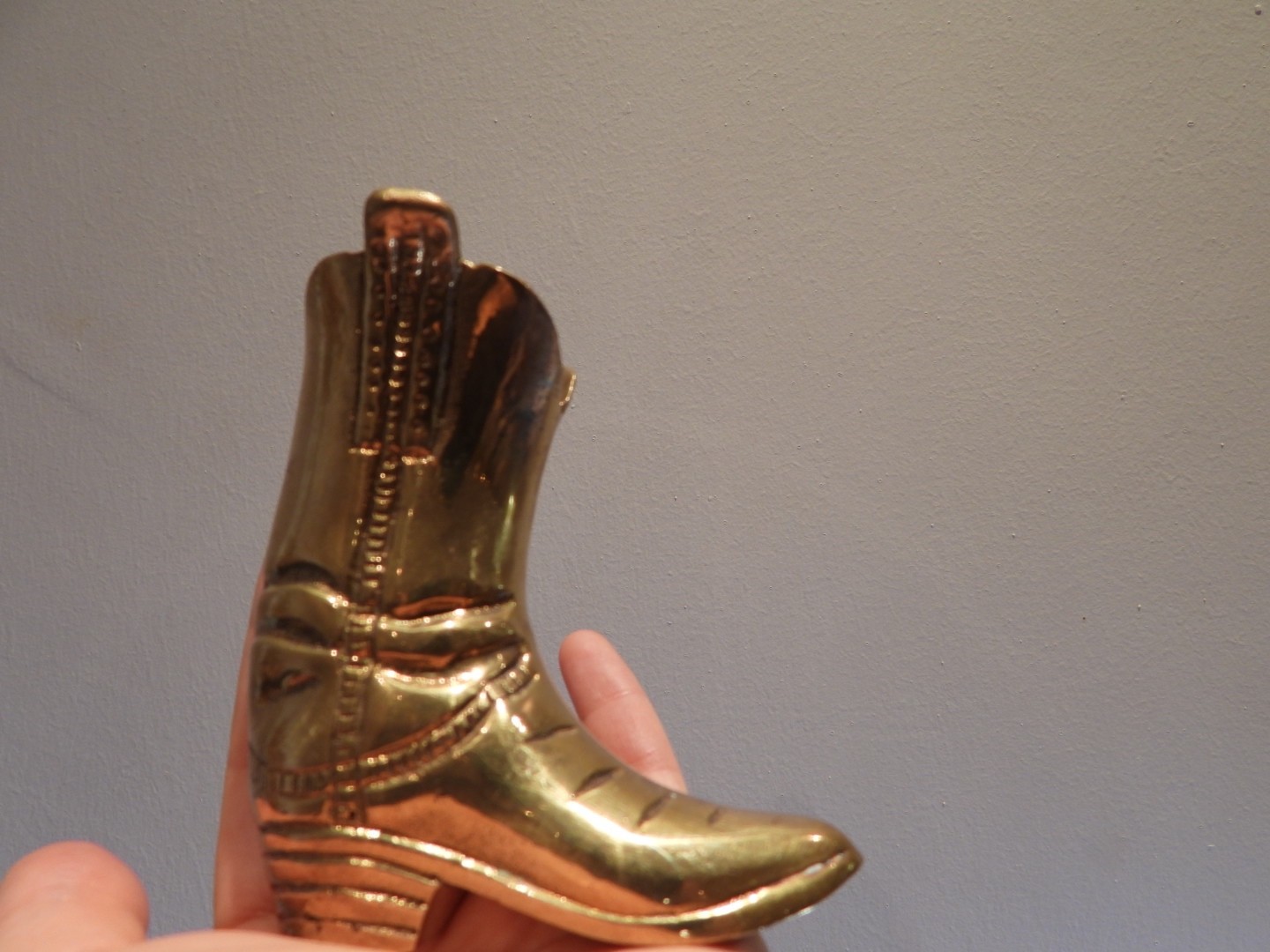 Solid Brass Cowboy Boot Figurine