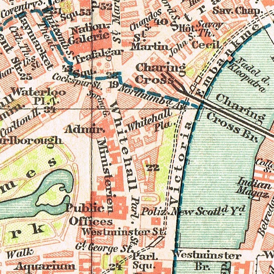 LONDON England Antique 1897 dated map United Kingdom ORIGINAL Great Britain