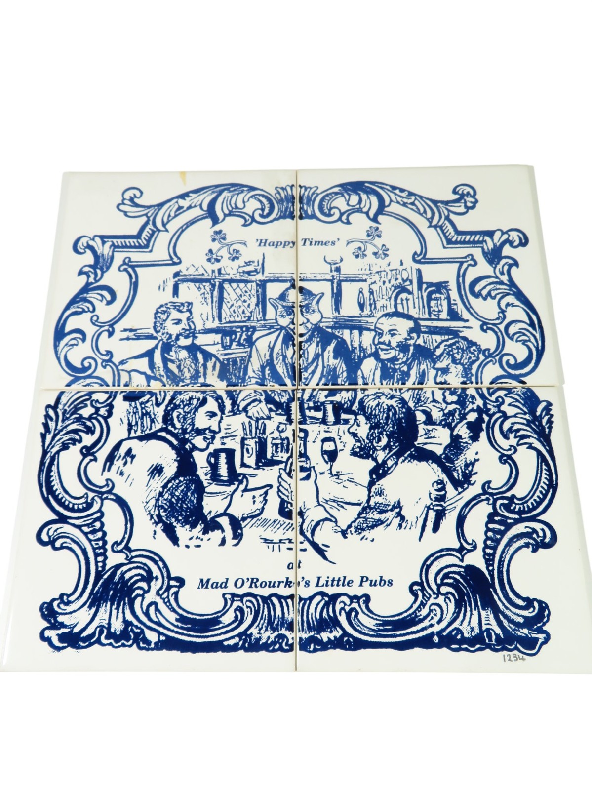 Villeroy & Boch – Happy Times Decor – Ceramic Wall Tiles – Blue White Pub Scene