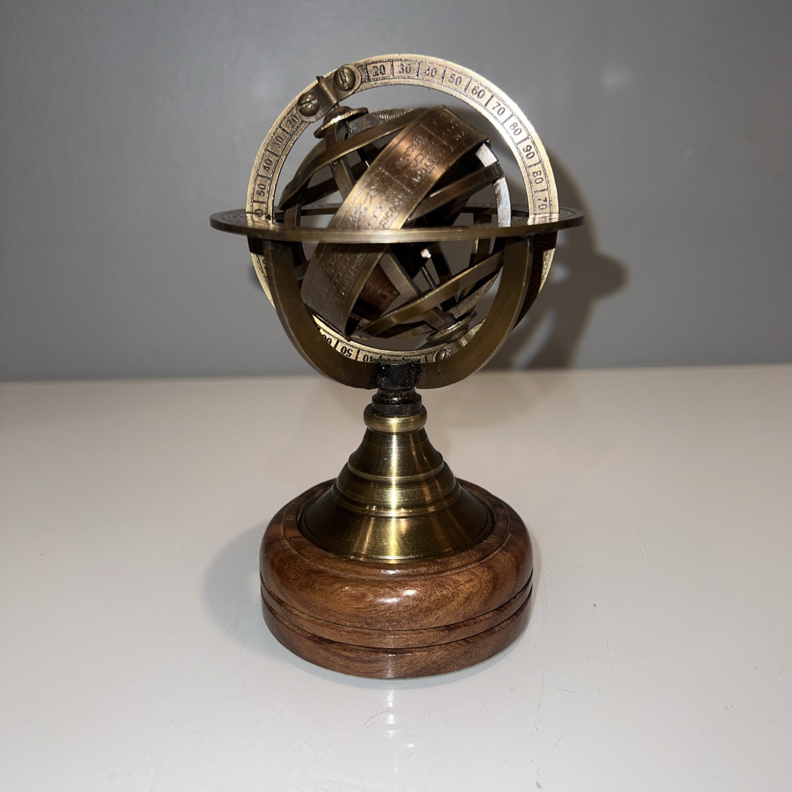 Vintage Zodiac Armillary Brass Sphere Globe Astrology Tabletop Office Desk Decor