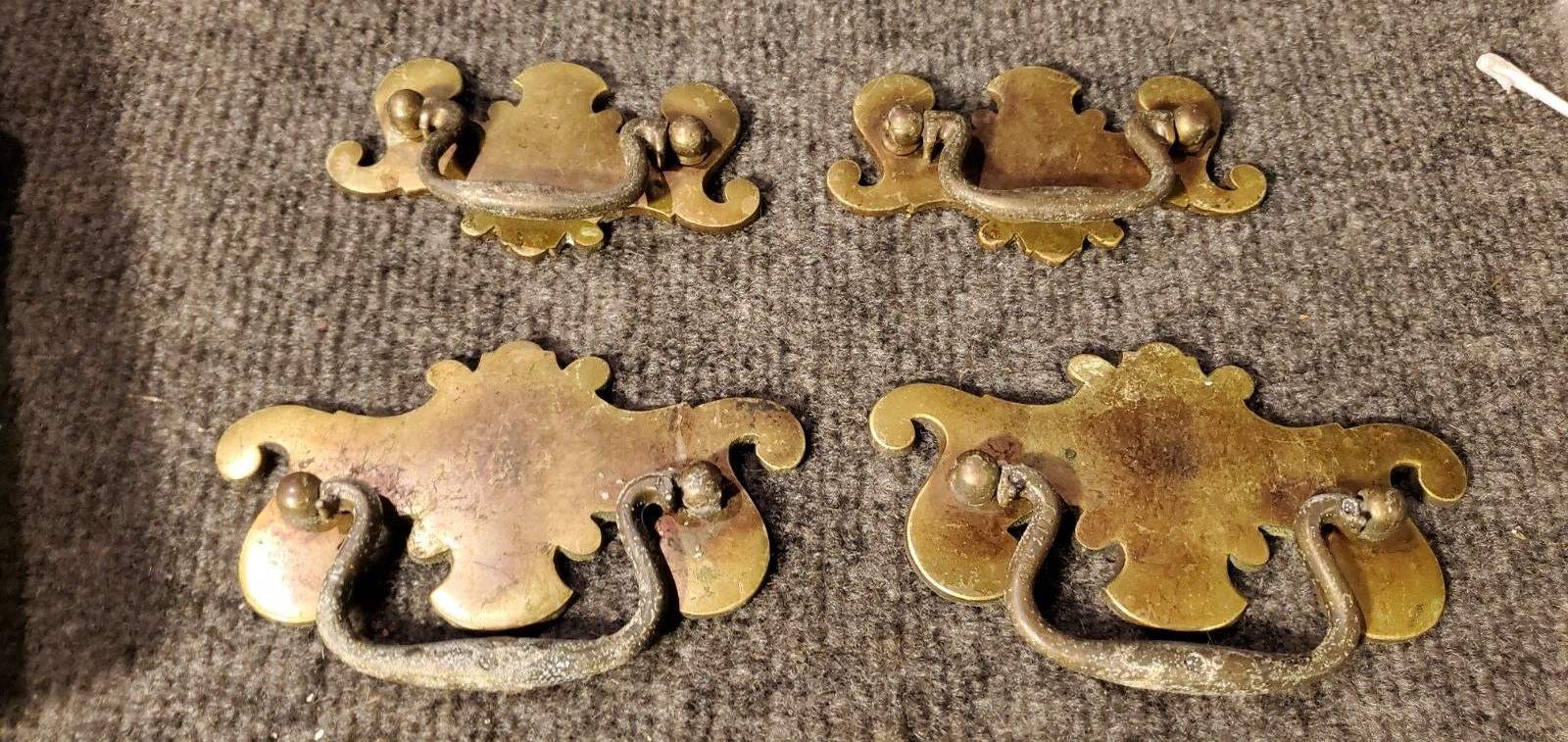Vintage Batwing Drawer Pull Handle Metal Lot Of 4