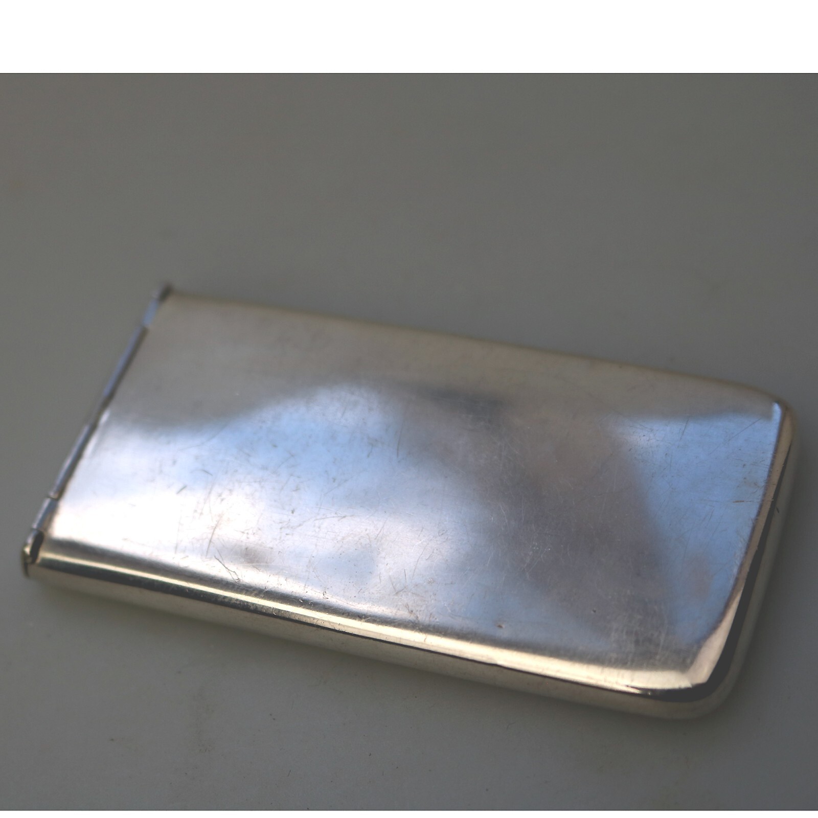 Very rare solid silver patent novelty Card Case with tambour mechanism 44g 1927