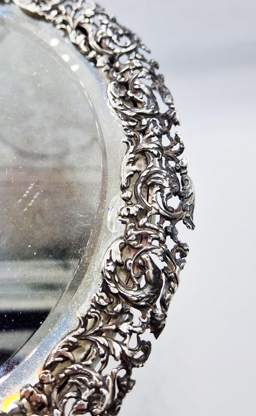 FINE CONTINENTAL SILVER PLATED OPENWORK DRESSING TABLE MIRROR c1890