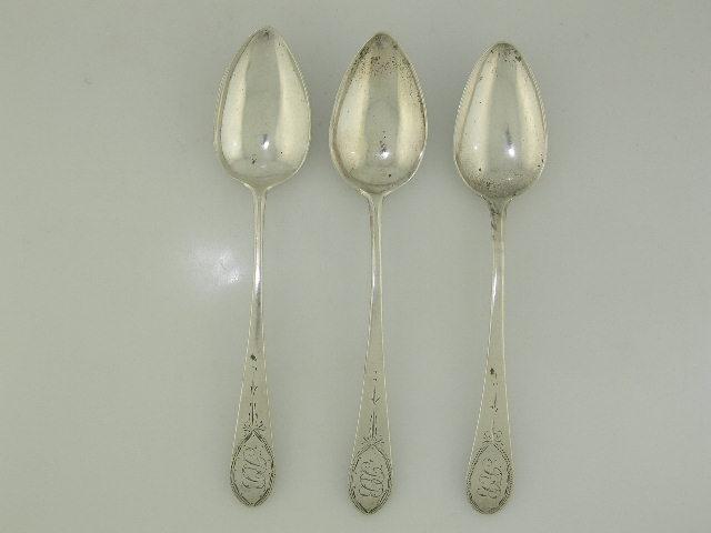 3 Early Coin Silver Spoons DANIEL JACKSON New York c1782-1790