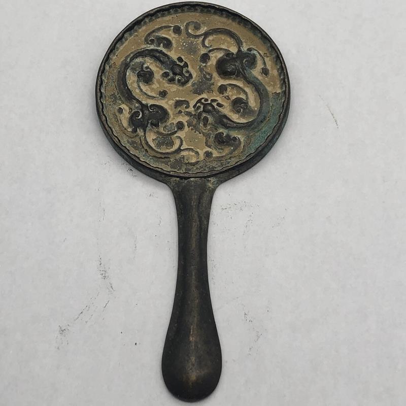 Vintage Chinese Bronze Mirror Dragon Phoenix Tiger Design Collectible Decor