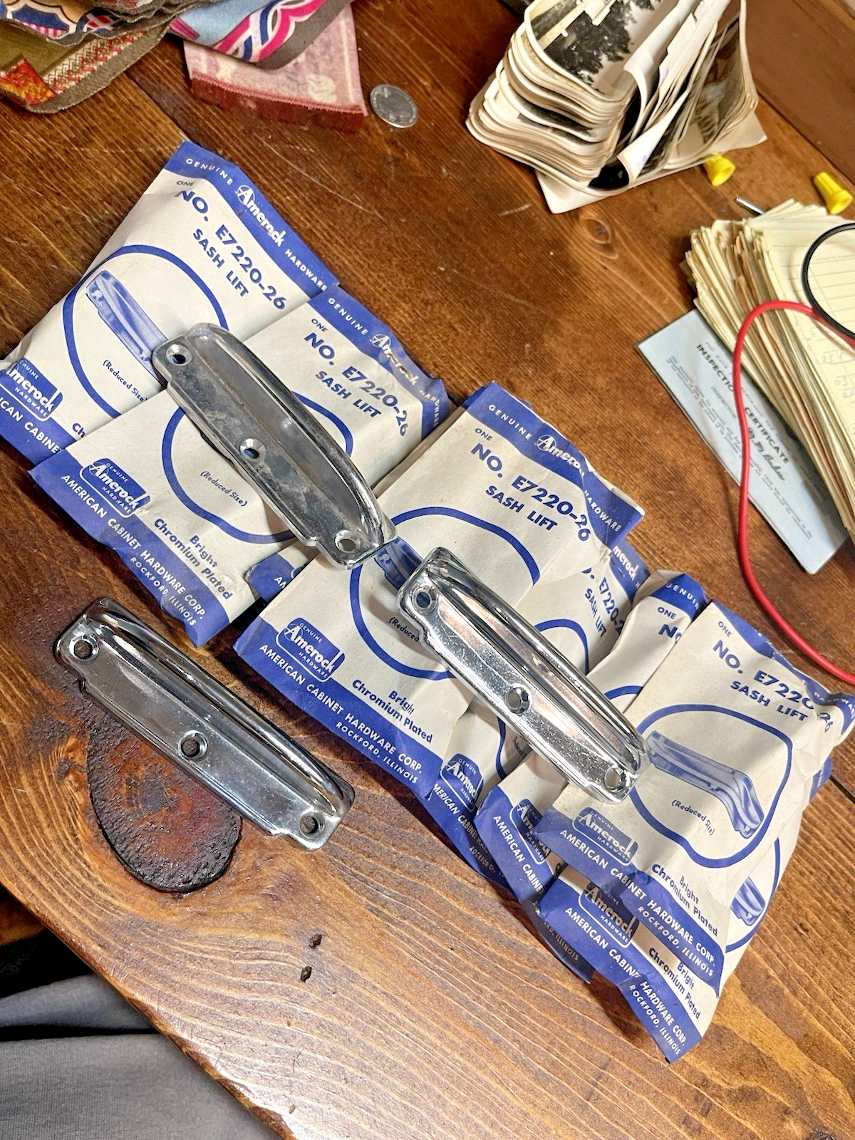 Lot Of 11 NOS Vintage AMEROCK MCM Window Sash Lifts Handle Bright Chrome