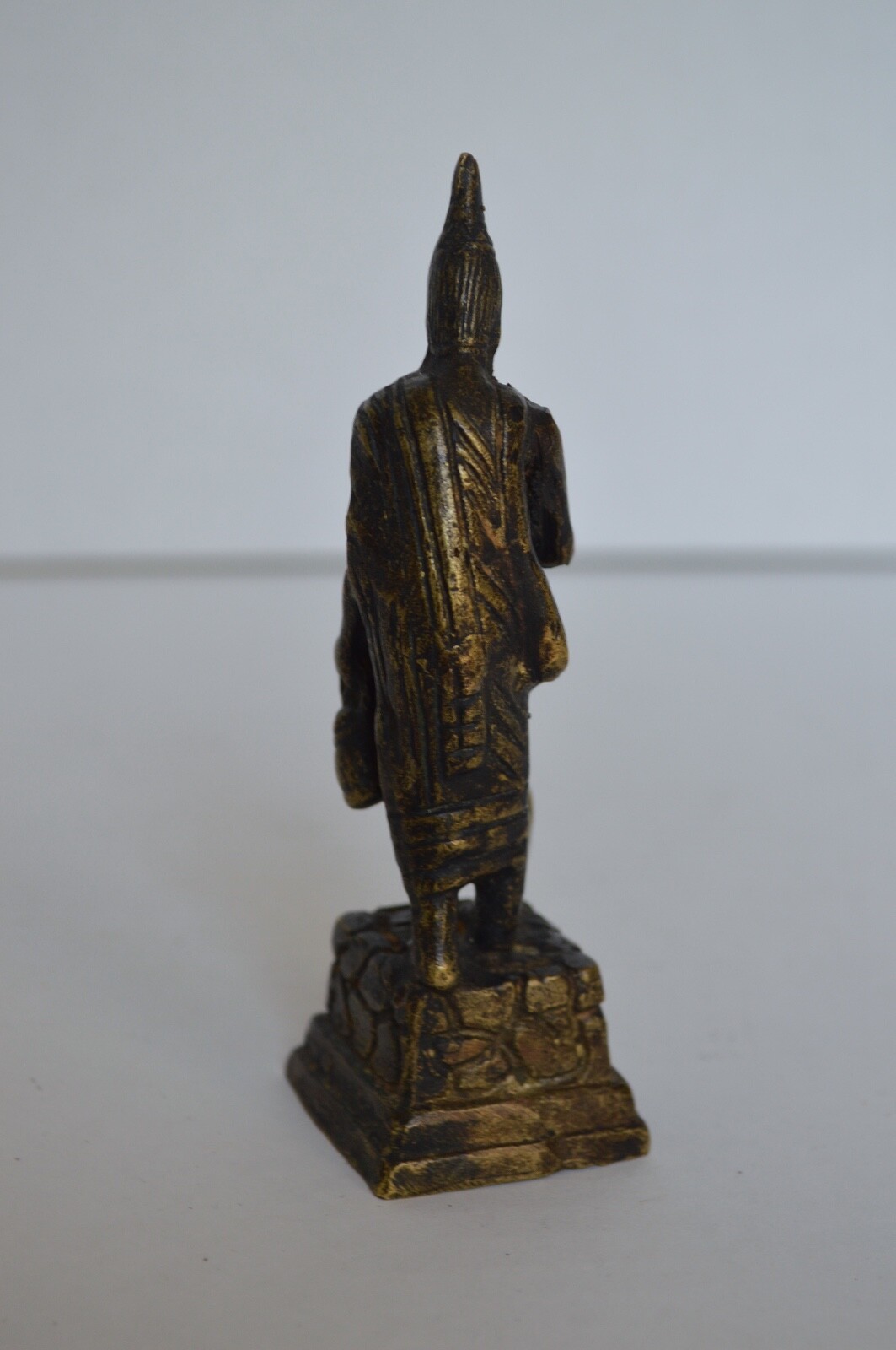 Antique Bronze Chinese Statue Man Using Snake As A Kane.