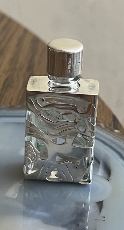 Vintage Ari D Norman Glass & Sterling Perfume Bottle 925 Silver Overlay