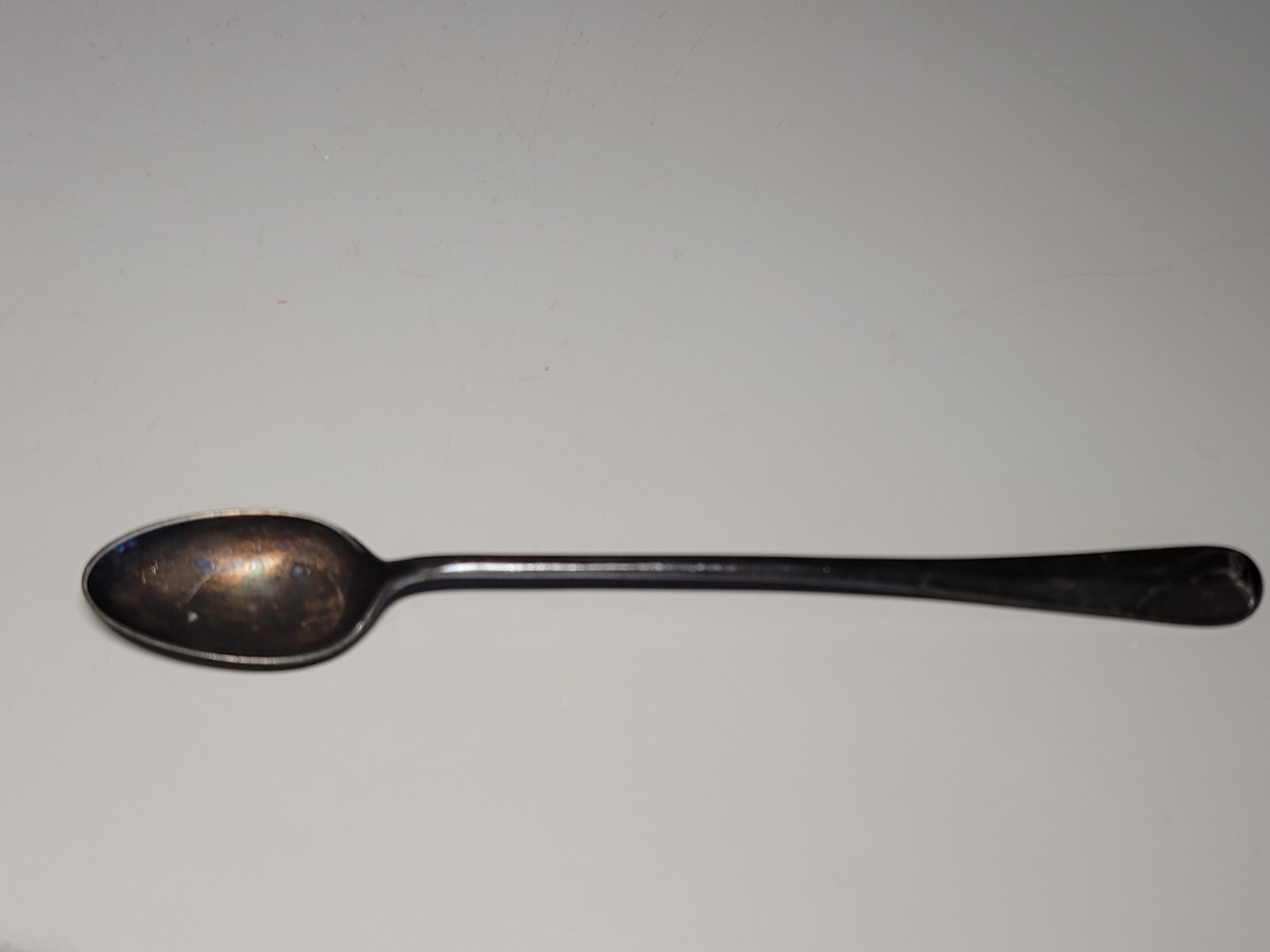 Antique Silver Plate Iced Tea Spoon England 7-1/4″ Long Hallmark