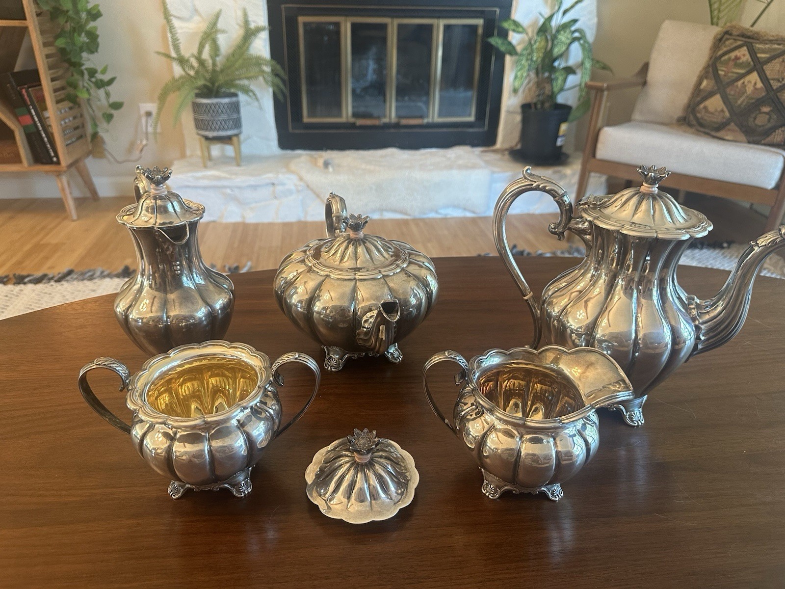 Barker Brothers “Melon” Sterling Silver 5-Piece tea Set