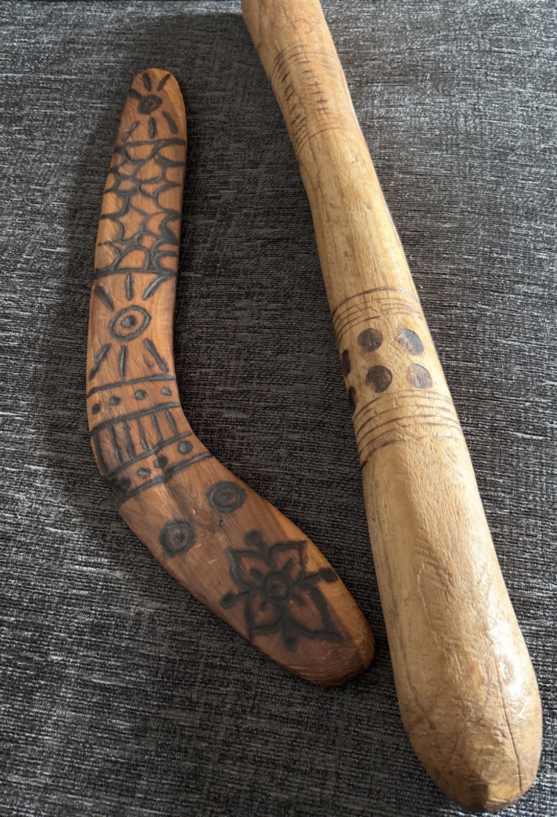ANTIQUE ~ Australian Aboriginal Tribal-War Boomerang + Hunting Club
