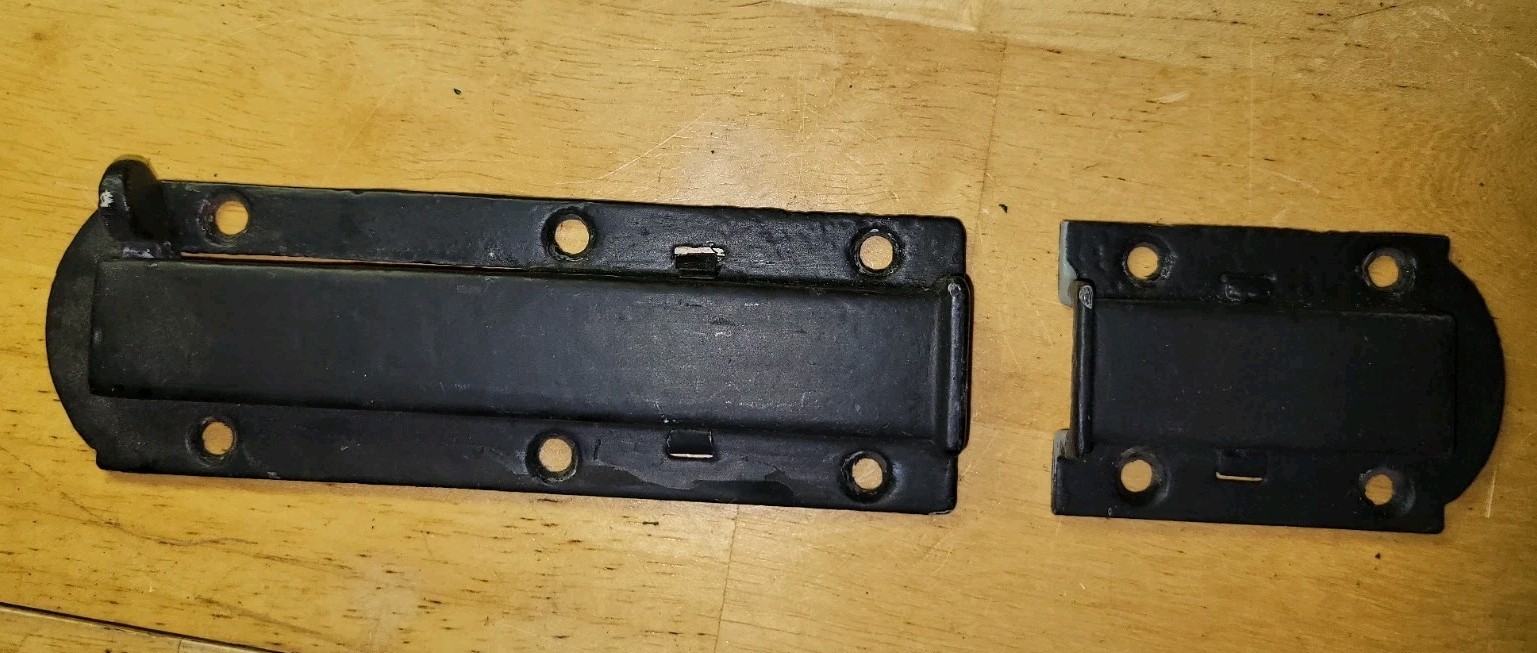 Black Cast Iron Flat Sliding Latch Bolt And Keeper Heavy Duty 2 Pieces