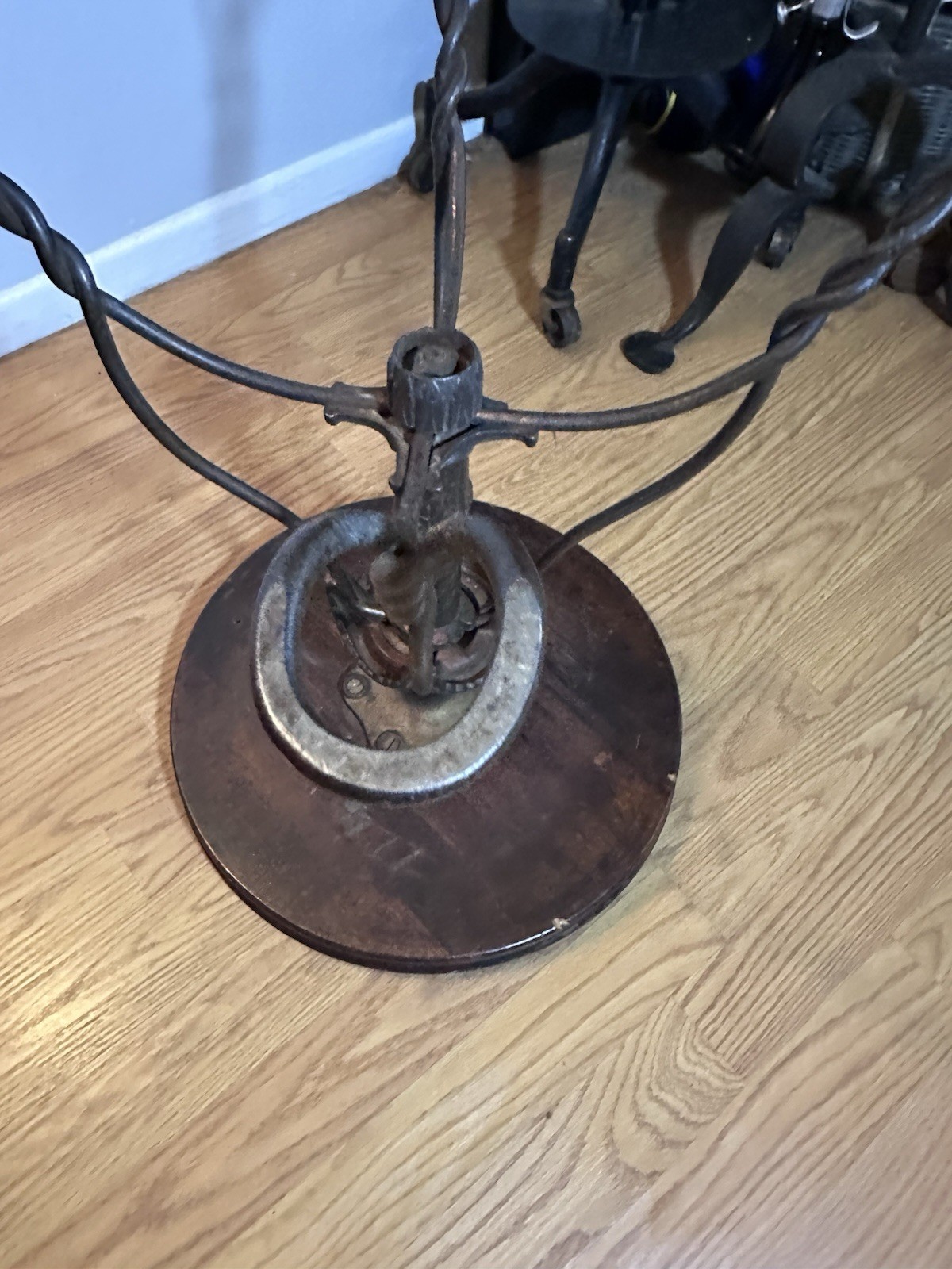 Antique Andrews Twisted Metal Stool Plant Stand