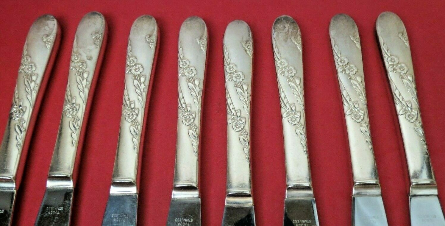 BRIDAL WREATH by Oneida Tudor Plate Silverplate HH Dinner Knife 9″ Set of 8