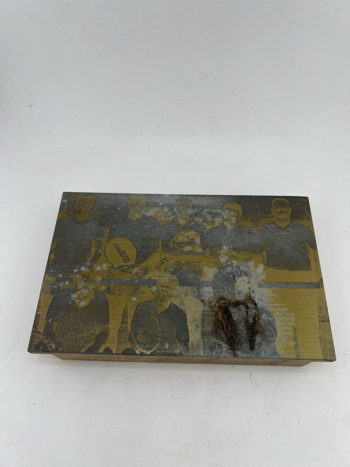 Vintage Letterpress Printing Block Mens Tennis Match with Wilson Logo