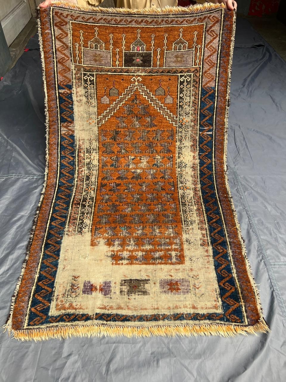 COLLECTORS’ ITEM Antique Above 100Years Natural Vegetable Dye Kowdani Prayer Rug