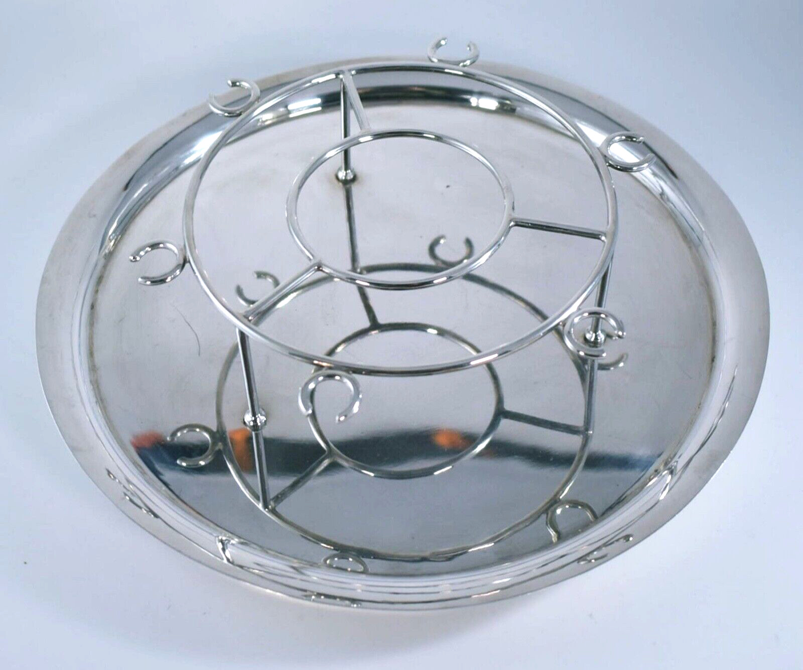 RARE ANTIQUE ASPREY & CO SILVER PLATED WINE GLASS HOLDER TRAY & GLASSES c1920