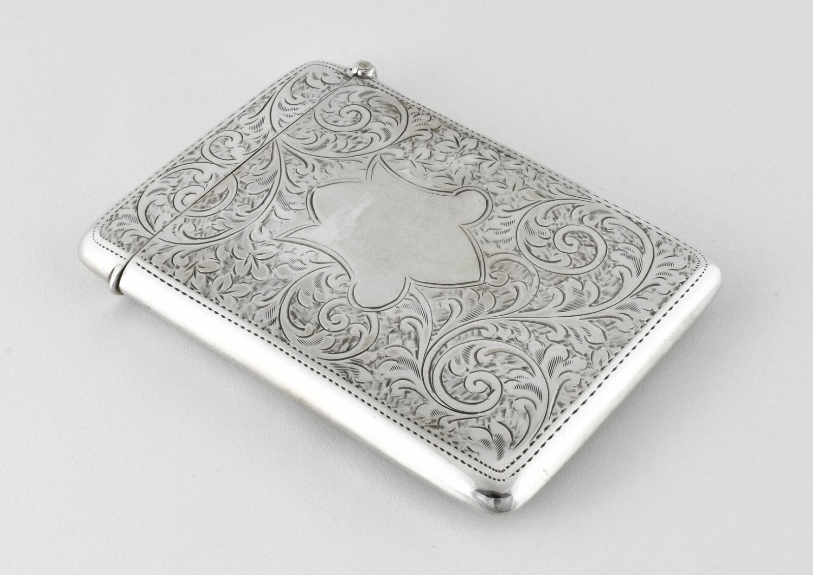 Antique George V Solid Silver Card Case, Birmingham, 1913