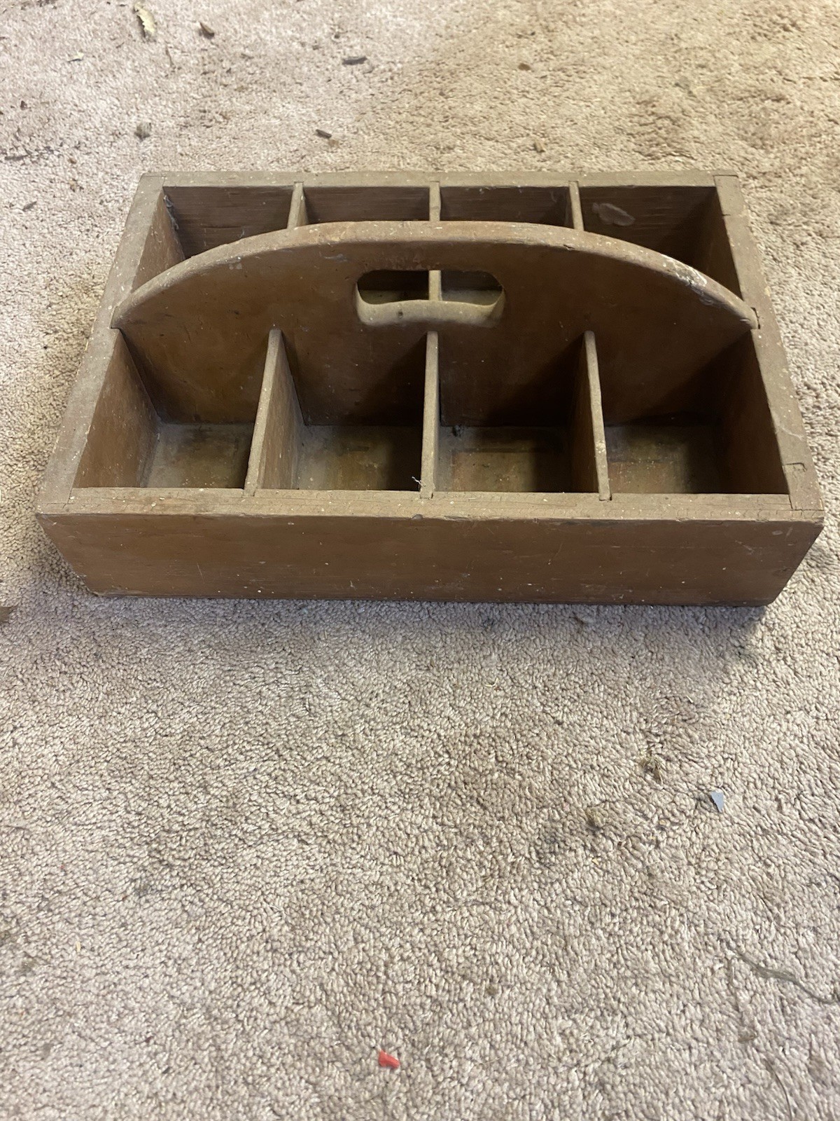 Antique Primitive Wooden Milk Carrying Crate/ Tool Caddy