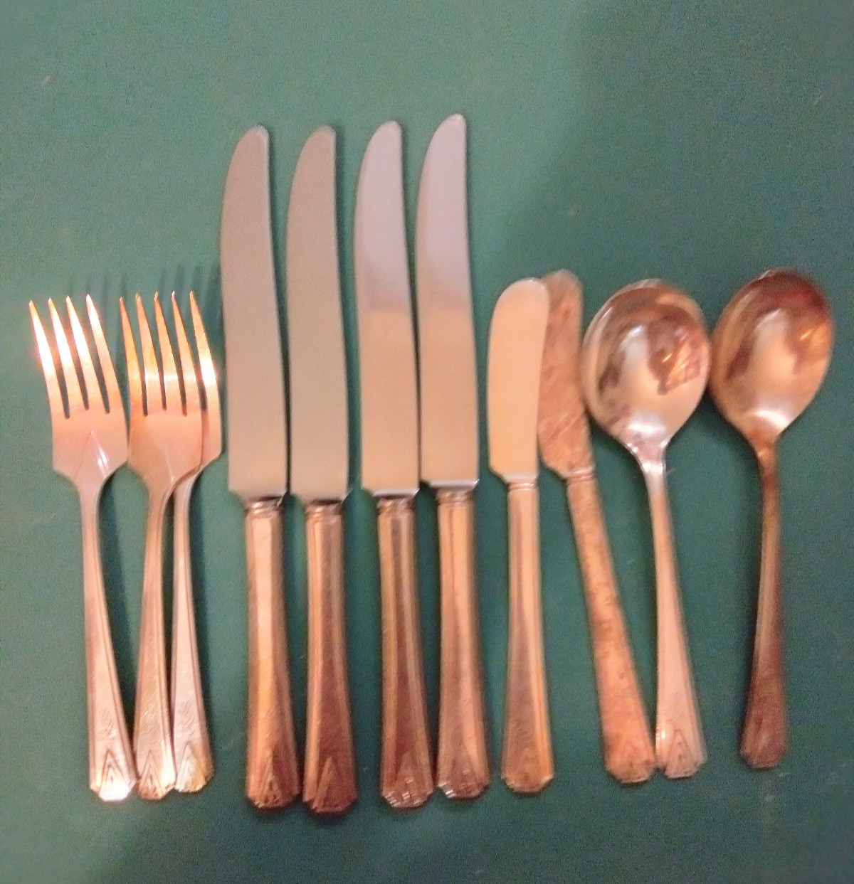 mono’d 11 pc. lot silverplated flatware DEAUVILLE 1929 Art Deco Oneida Community