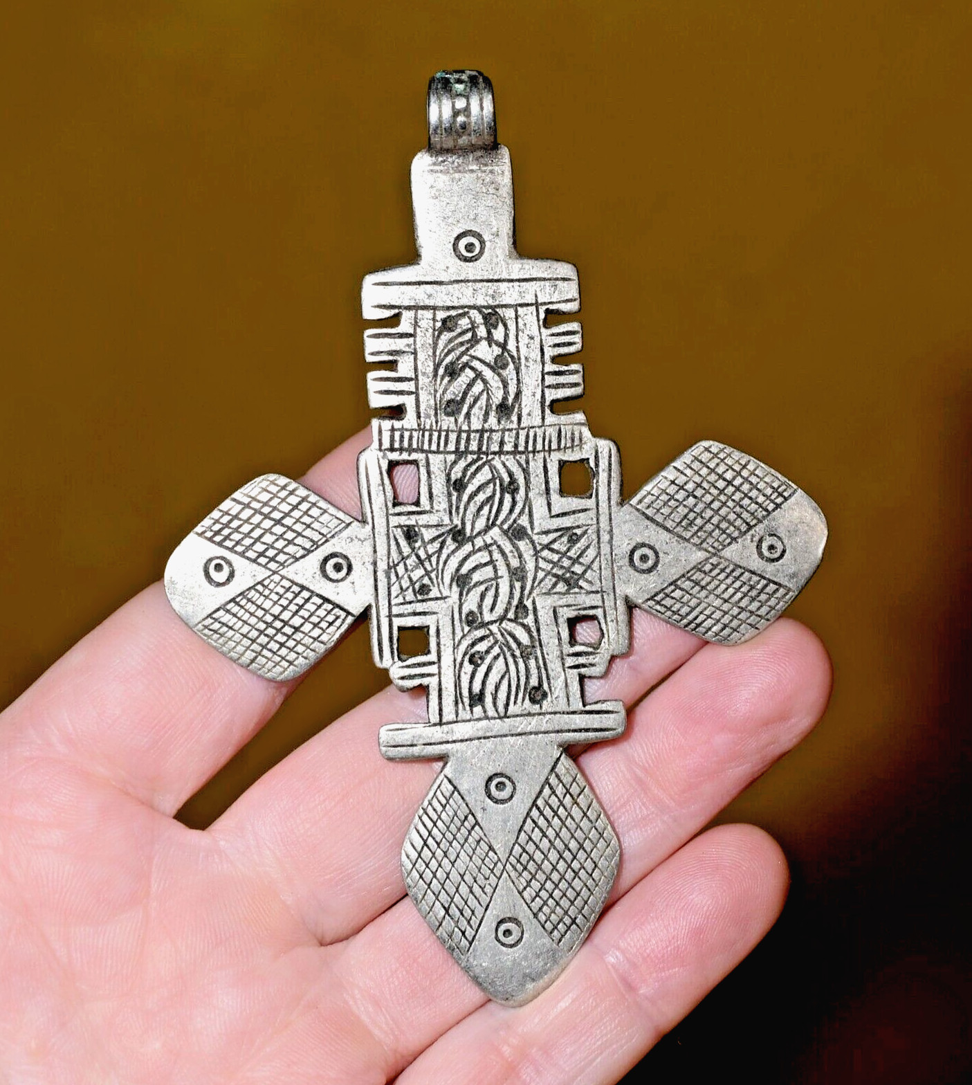 Large Antique Ethiopian Coptic Christian Church Cross Pendant African Amulet