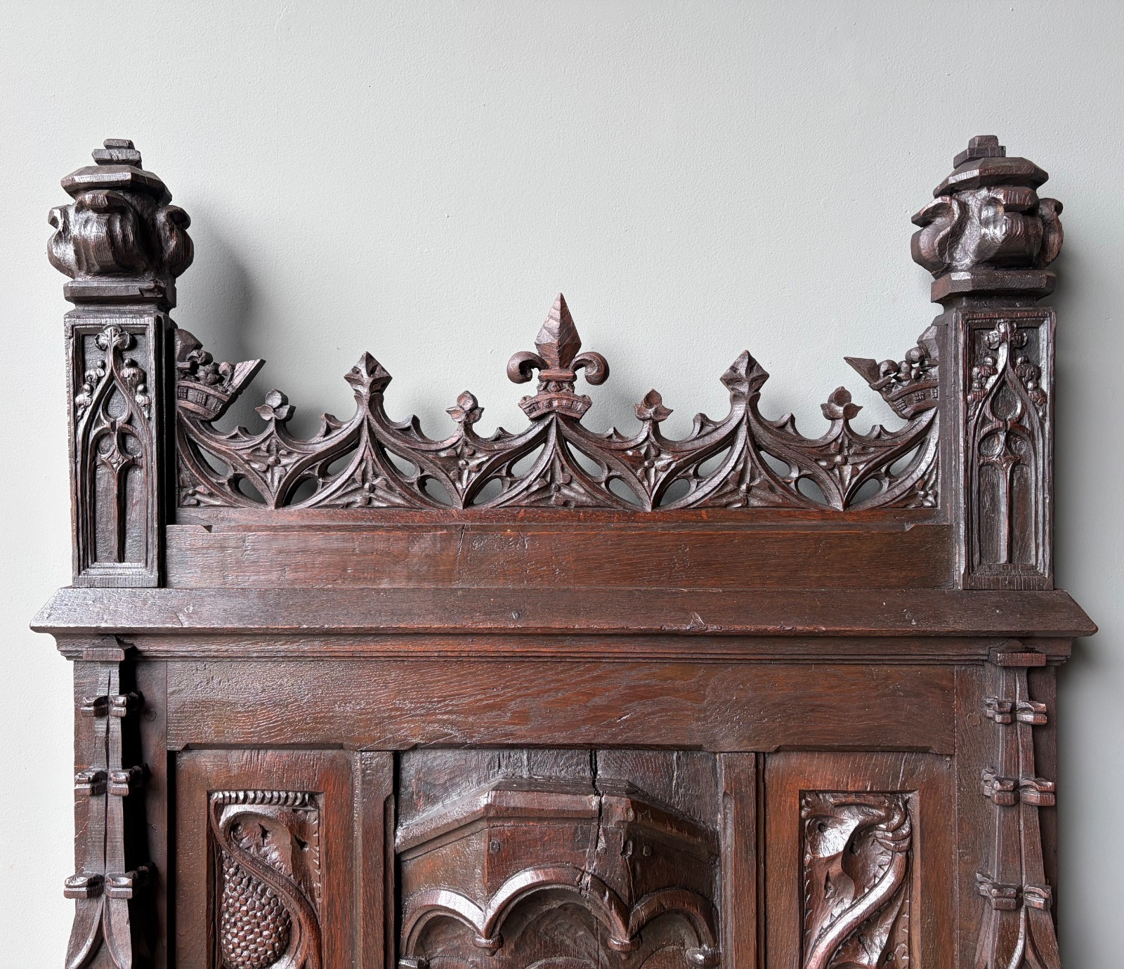 Late 1700’s Antique French Gothic Throne Chair Bench/Settee/Chair Carved Oak